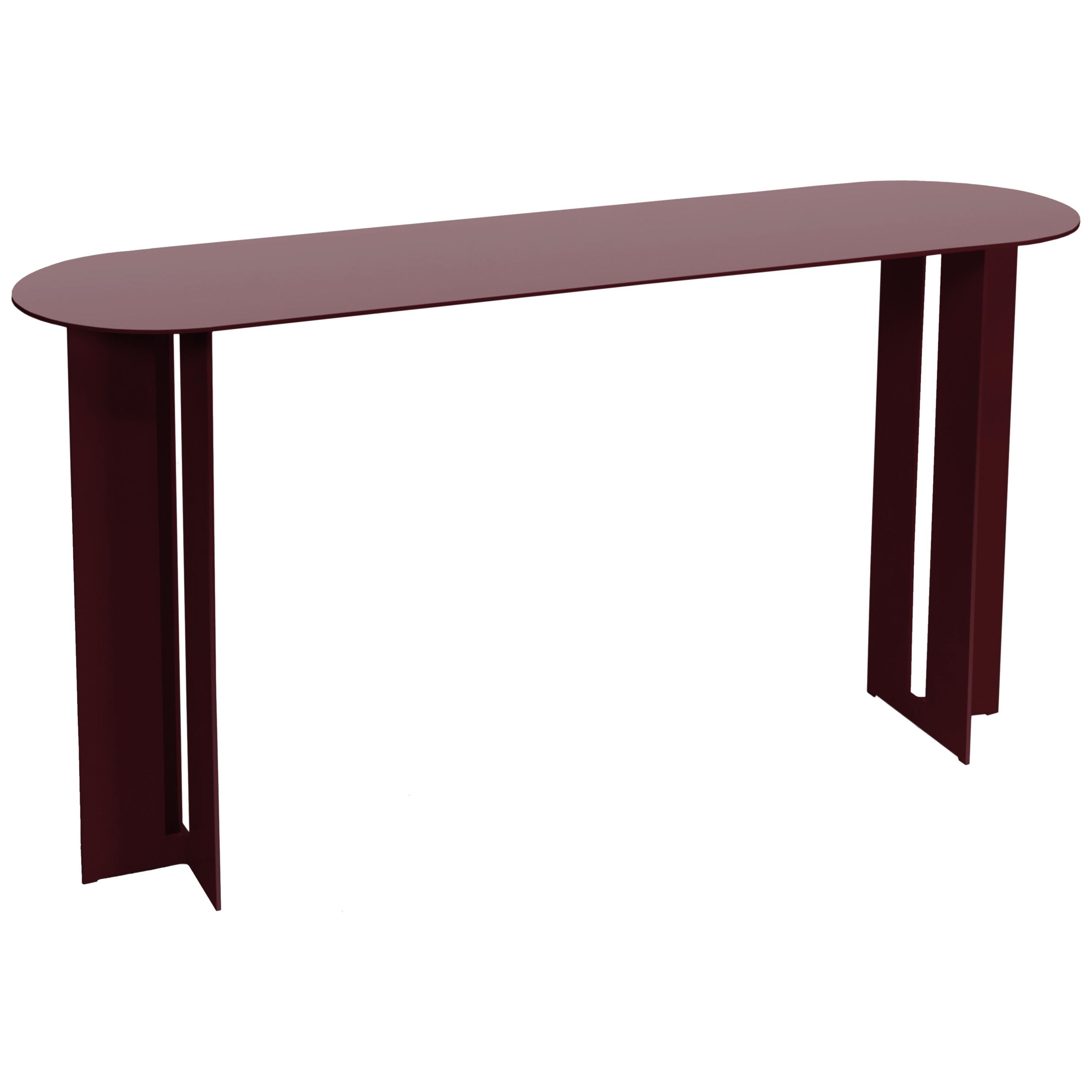 Mers Console Table in Burgundy Aluminum  For Sale