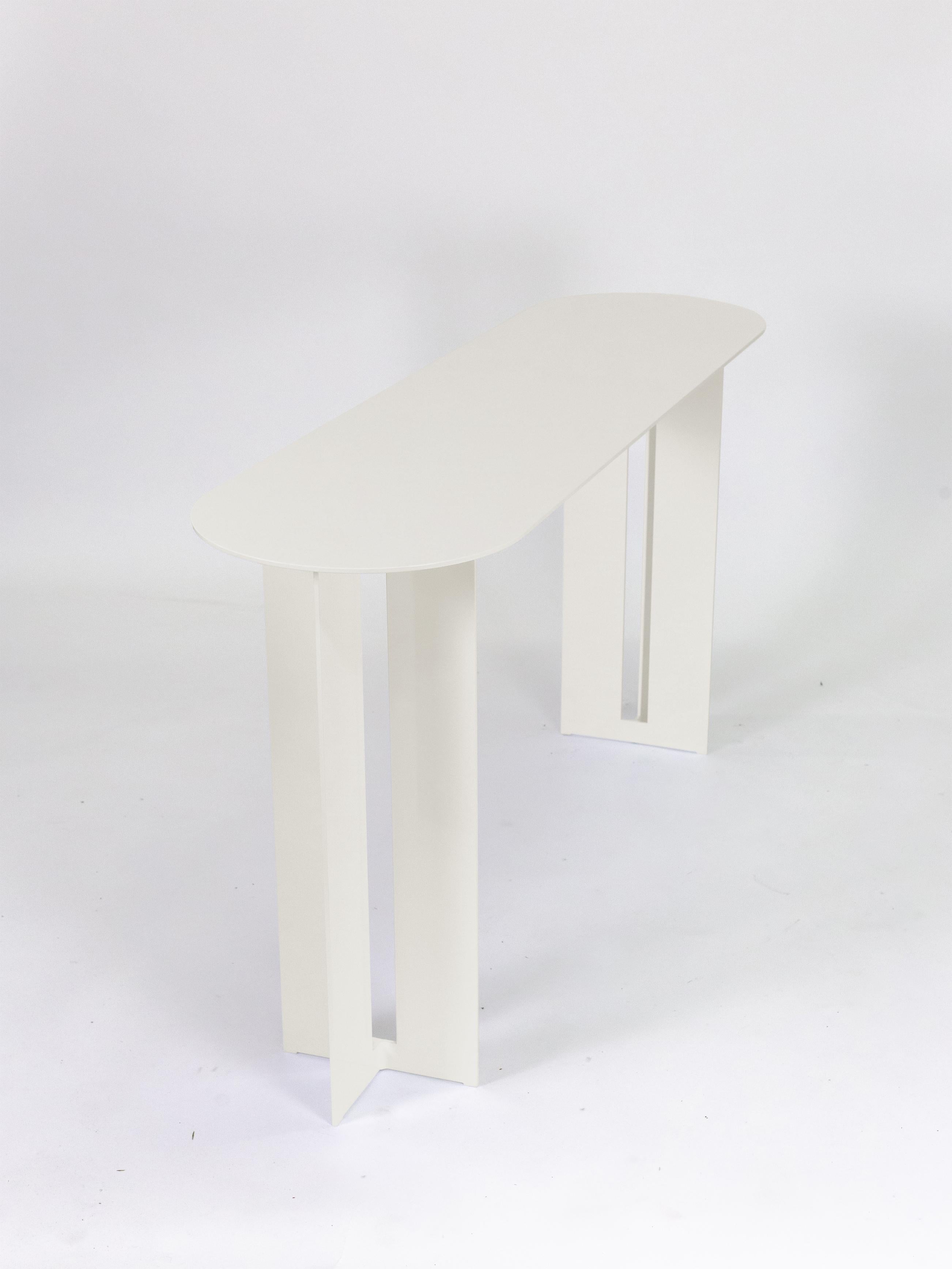 Modern Mers Console Table in Cream Aluminum  For Sale