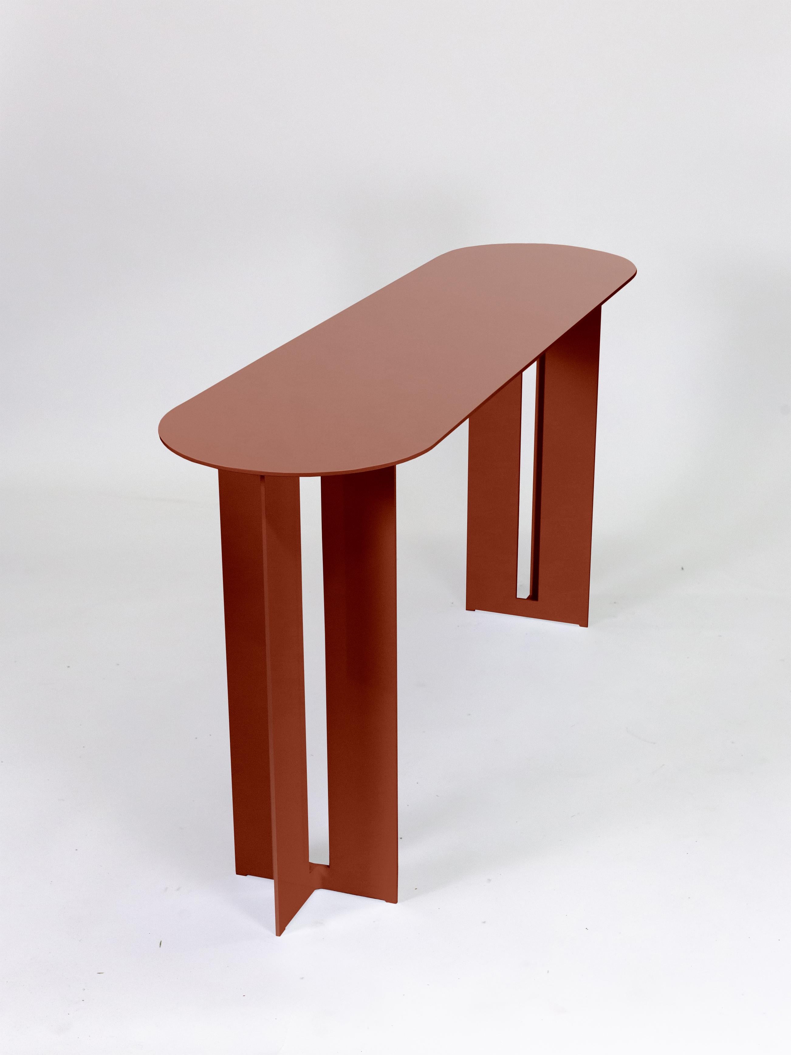 Modern Mers Console Table in Ochre Aluminum For Sale