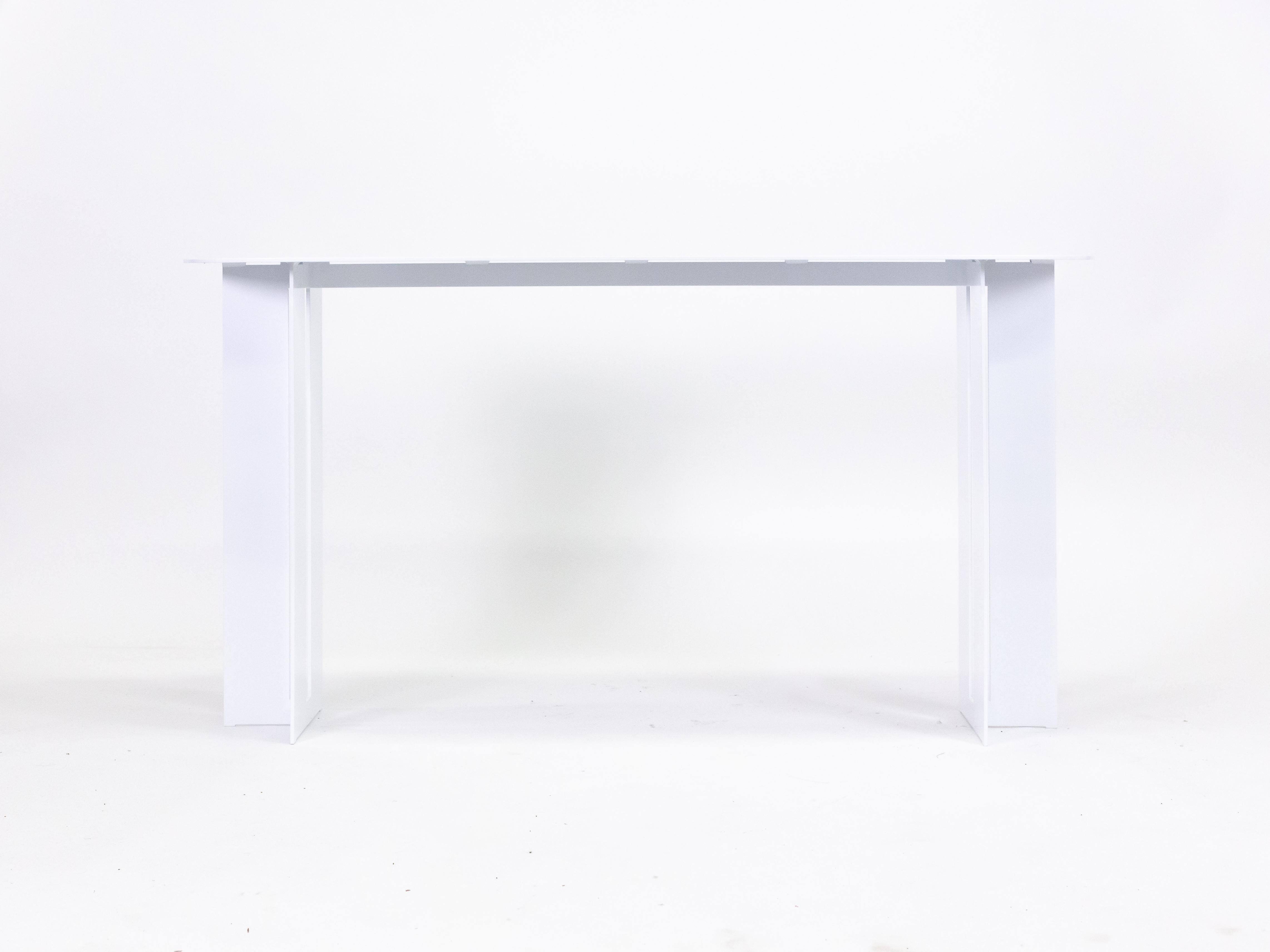 Canadian Mers Console Table in White Aluminum  For Sale