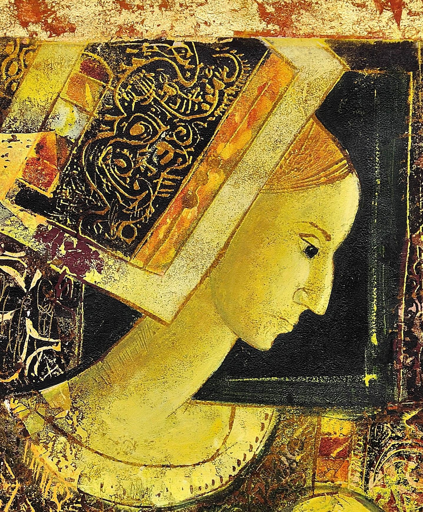 Girl with a Lute. 1969. Oil Painting & Gold Leaf. Djevojka sa Lutnjom. Byzantine 13