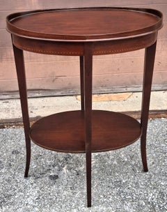 Mersman Federal Style Tiered Mahogany Inlay Oval Side Table