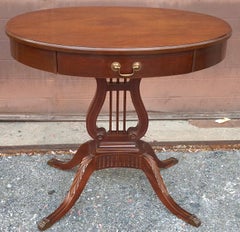 Mersman Mahogany Oval Lyre Base Duncan Phyfe Occasion Table
