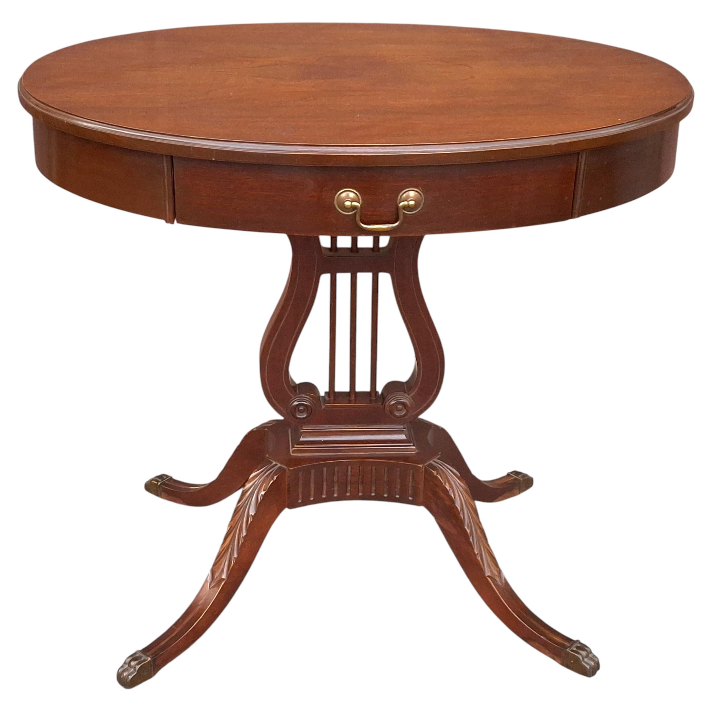 Mersman Mahogany Oval Lyre Base Duncan Phyfe Occasion Table