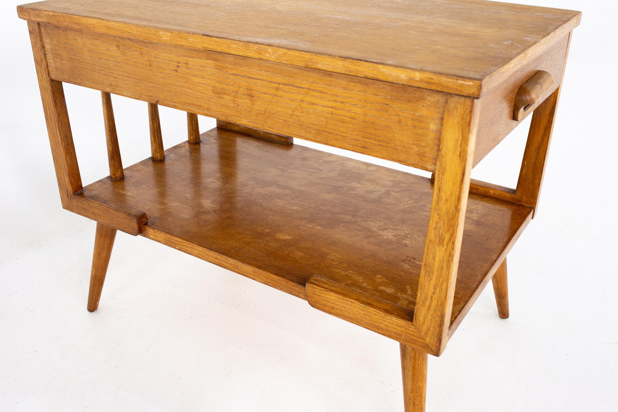 Mersman Mid Century Single Drawer Blonde Oak Nightstand Side End Tables, a Pair 1