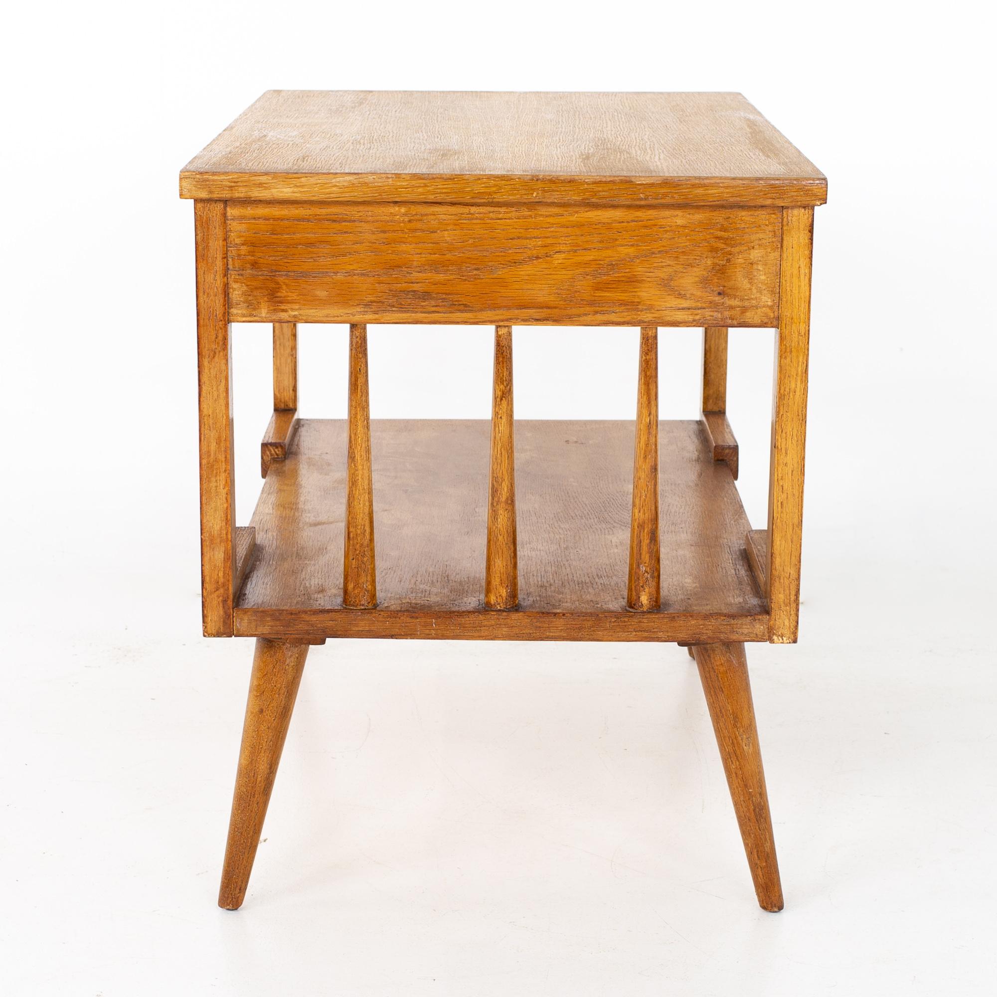 Mersman Mid Century Single Drawer Blonde Oak Nightstand Side End Tables, a Pair 2
