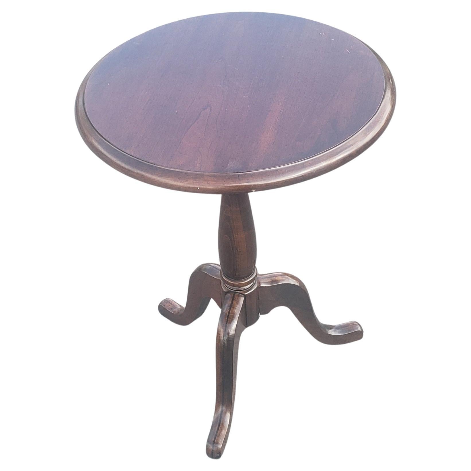 Mid-Century Modern Mersman Midcentury Solid Cherry Pedestal Tripod Lamp Table For Sale