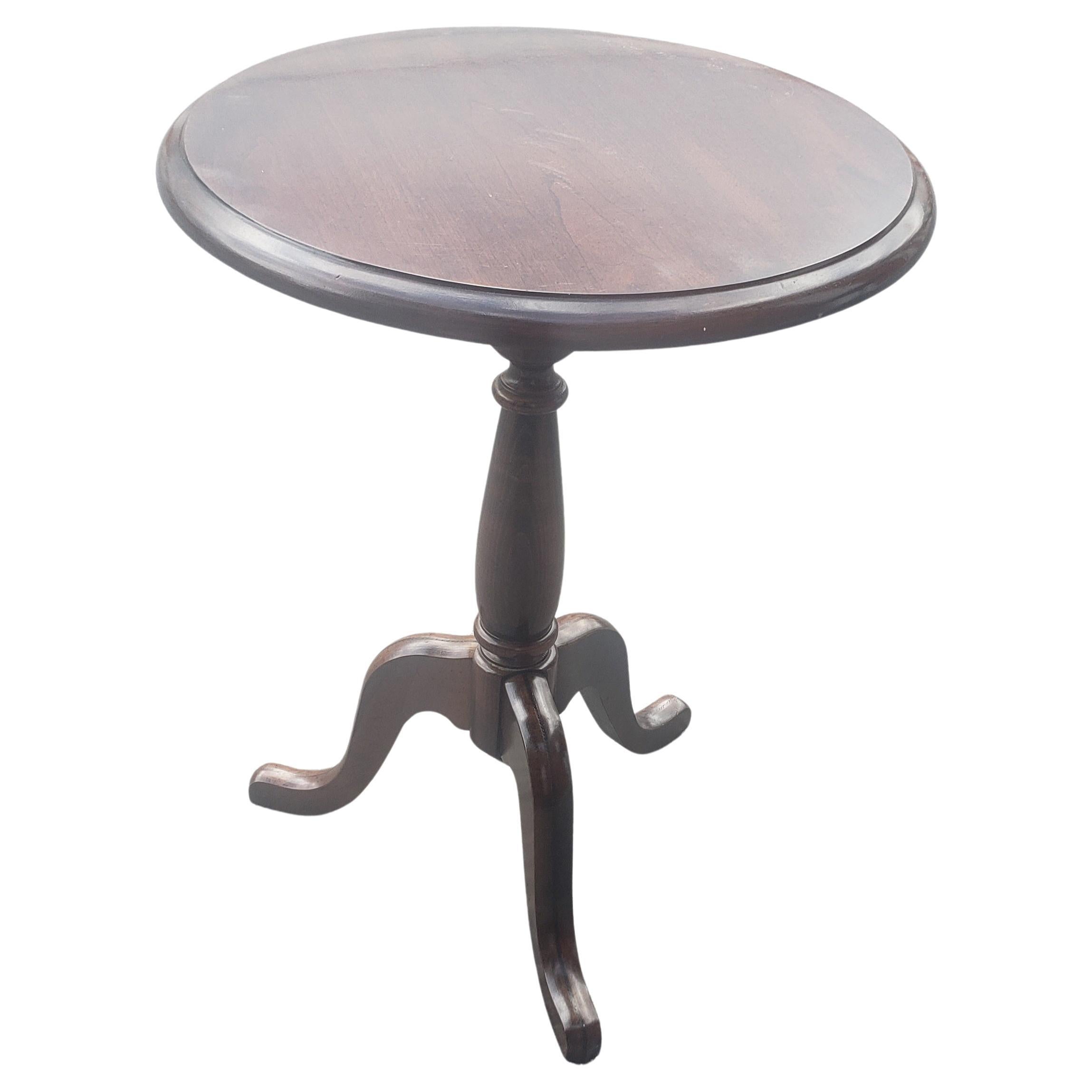 Mersman Midcentury Solid Cherry Pedestal Tripod Lamp Table