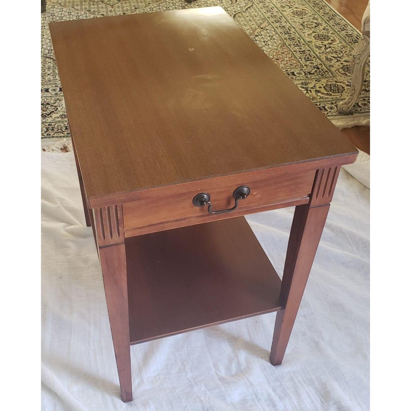 20th Century Mersman Two Tier Single Drawer Mahogany Side Table For Sale