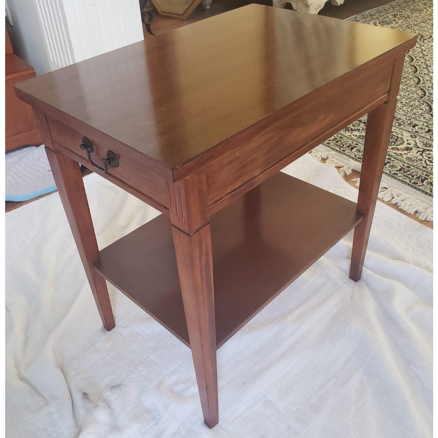 Mid-Century Modern Mersman Two Tier Single Drawer Mahogany Side Table For Sale