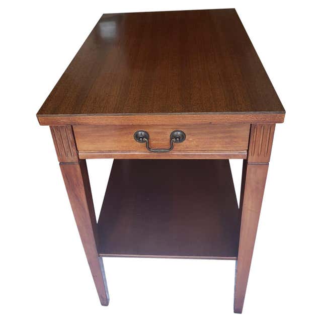 Mersman Two Tier Mahogany Tables with Leather Top Inserts Circa 1960s