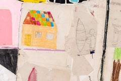 "Black & White in the 60s" Oversized Figures Framed Mixed Media on Canvas