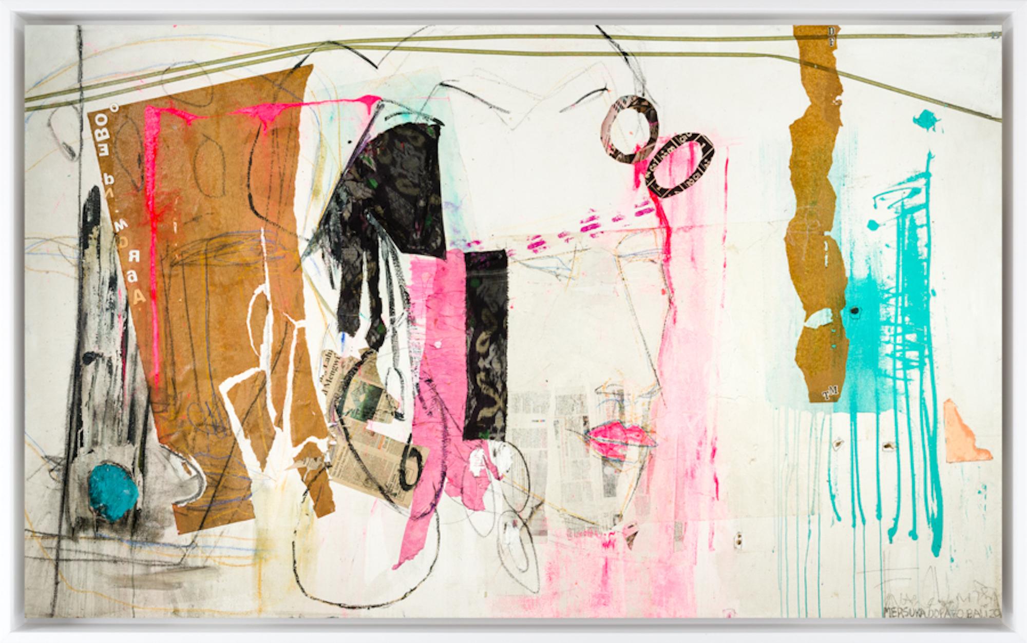 "Pink Lady" Large Scale Abstract Mixed Media - Mixed Media Art by Mersuka Dopazo