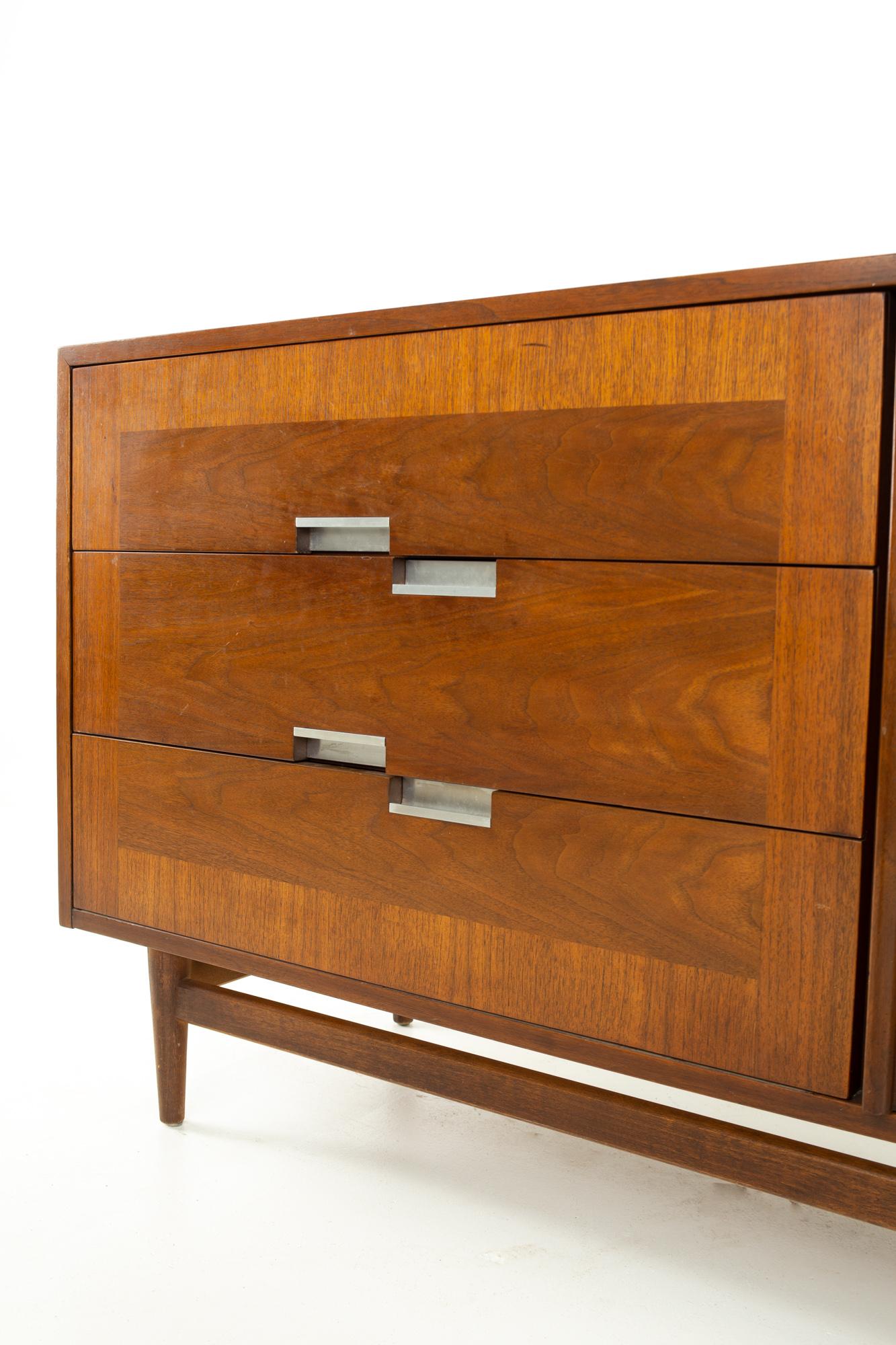 Late 20th Century Merton Gershun/American Martinsville MCM Walnut/Cane Sideboard Buffet Credenza