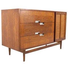 Merton Gershun/American Martinsville MCM Walnut/Cane Sideboard Buffet Credenza