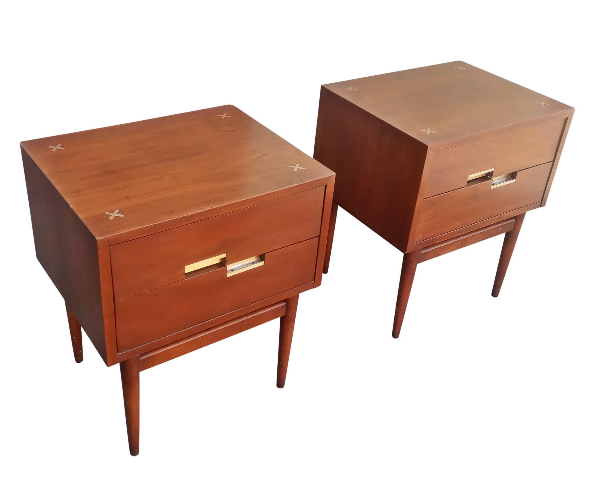 Mid-Century Modern Merton Gershun American of Martinsville Accord Walnut Nightstands or End Table