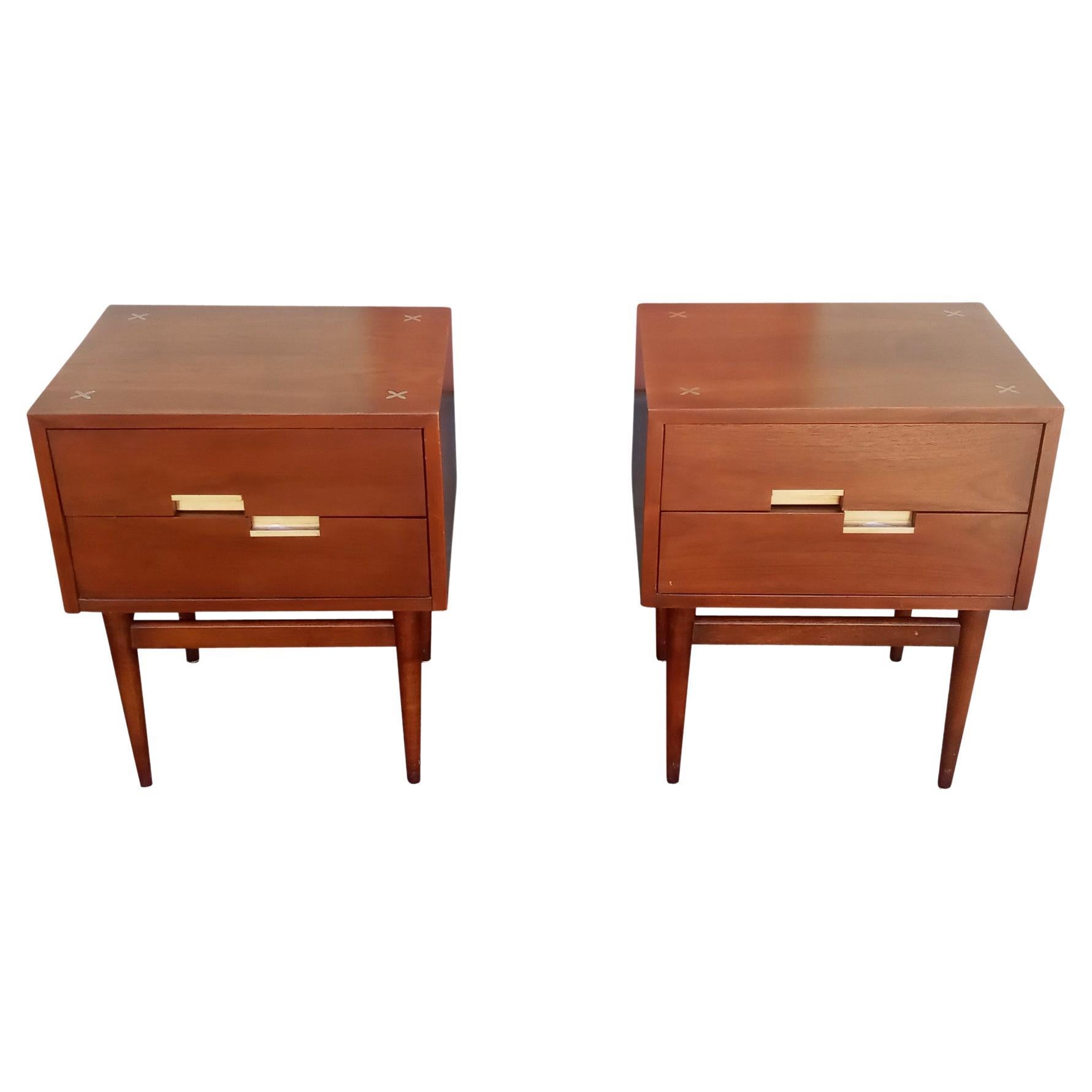 Merton Gershun American of Martinsville Accord Walnut Nightstands or End Table