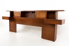 Merton Gershun American of Martinsville MCM Rattan X Inlay Queen Headboard