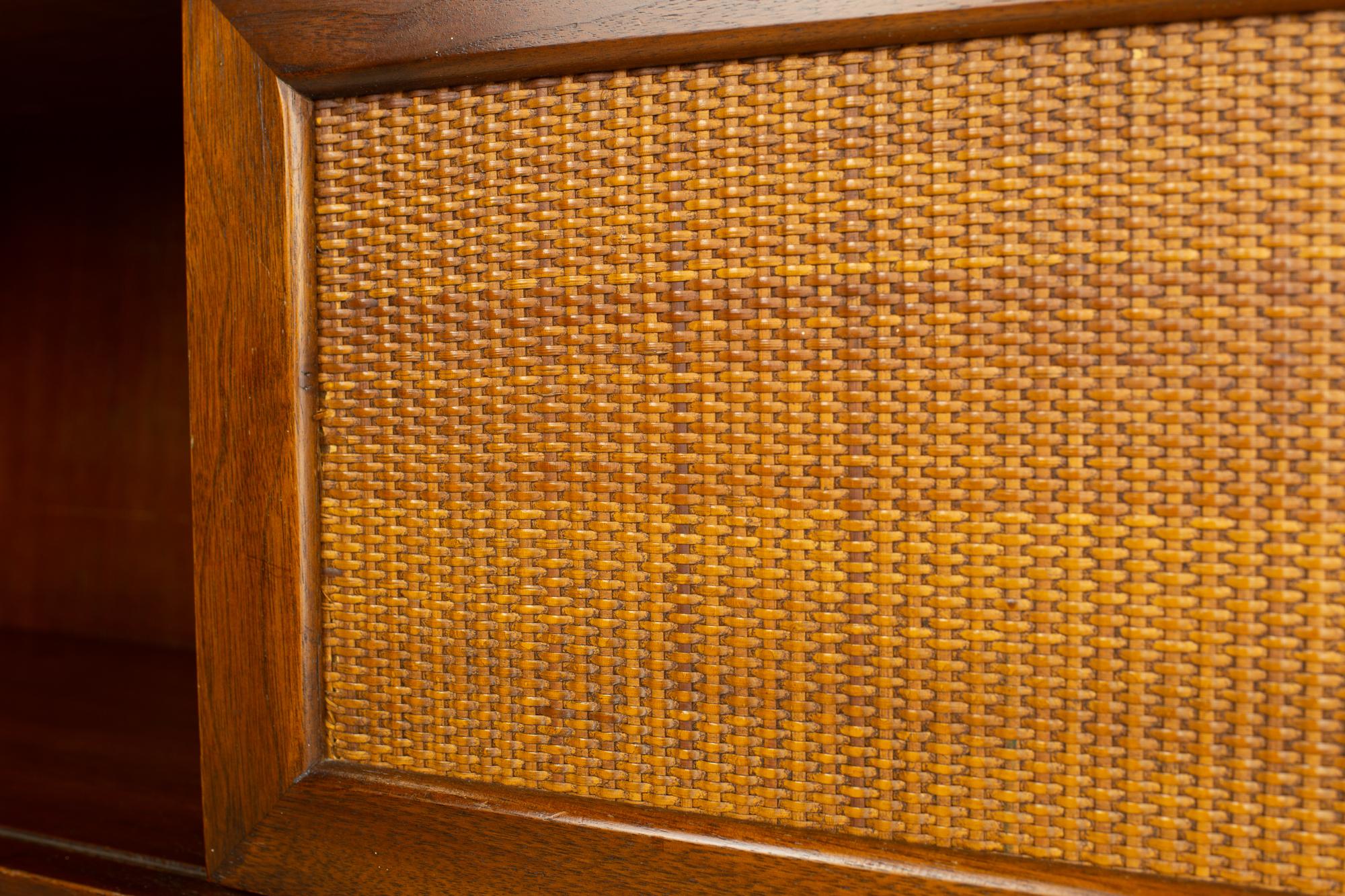 Merton Gershun American of Martinsville MCM Walnut Cane Full Storage Headboard 2
