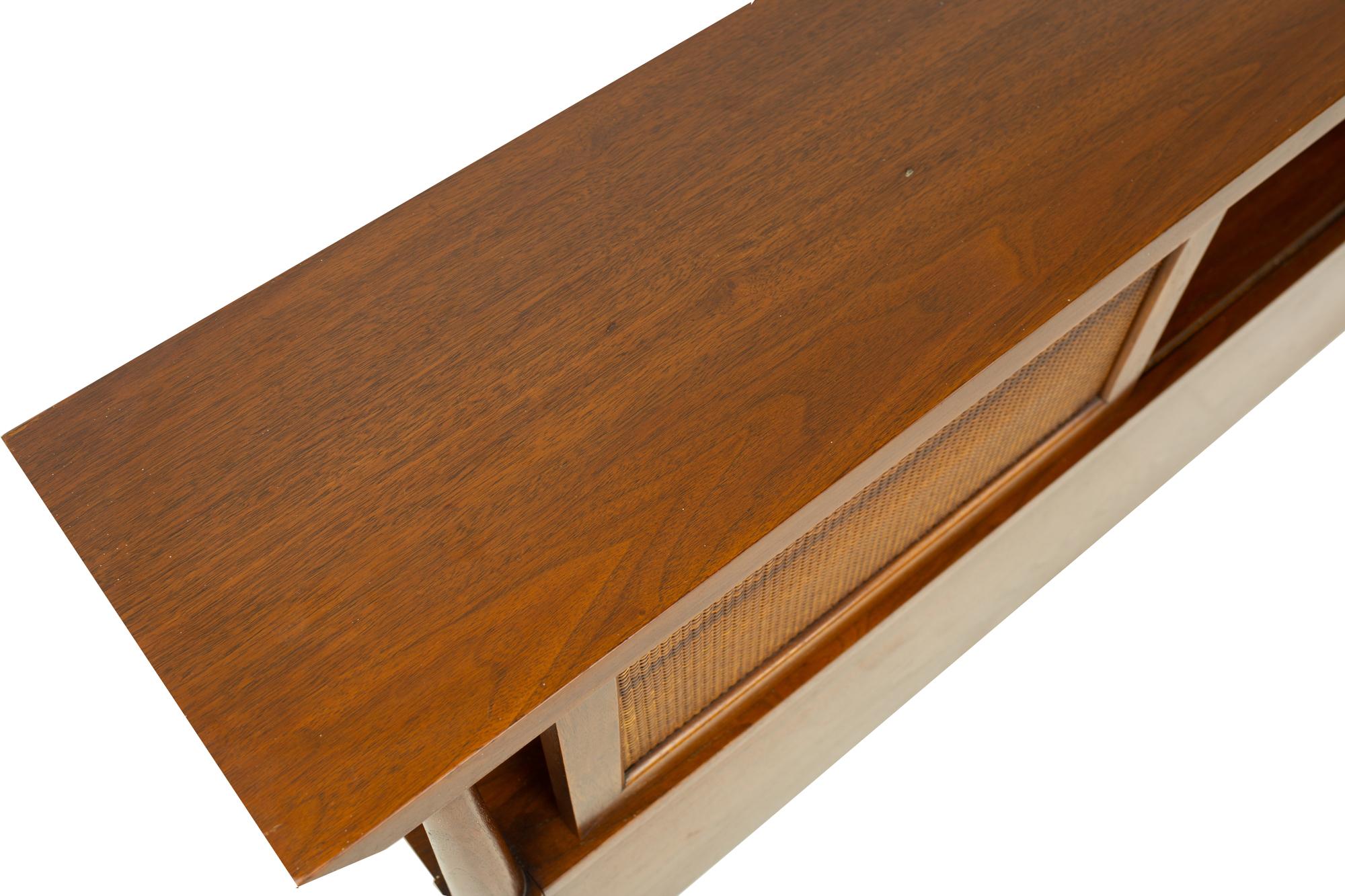 Merton Gershun American of Martinsville MCM Walnut Cane Full Storage Headboard 3