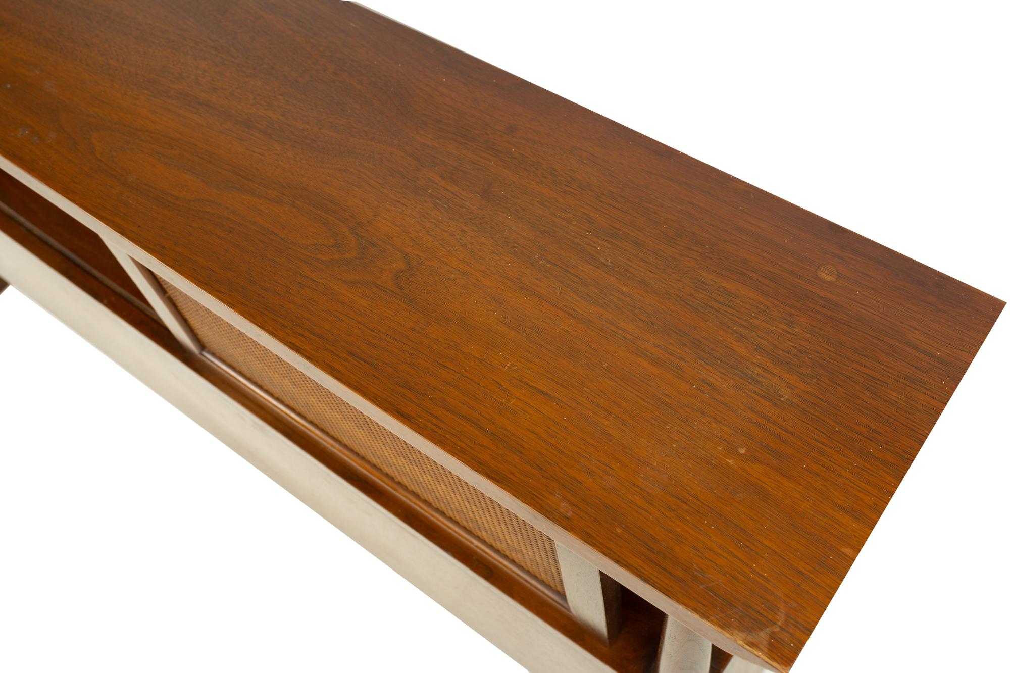 Merton Gershun American of Martinsville MCM Walnut Cane Full Storage Headboard 4