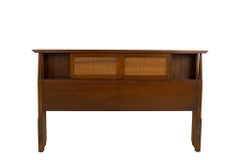 Merton Gershun American of Martinsville MCM Walnut Cane Full Storage Headboard