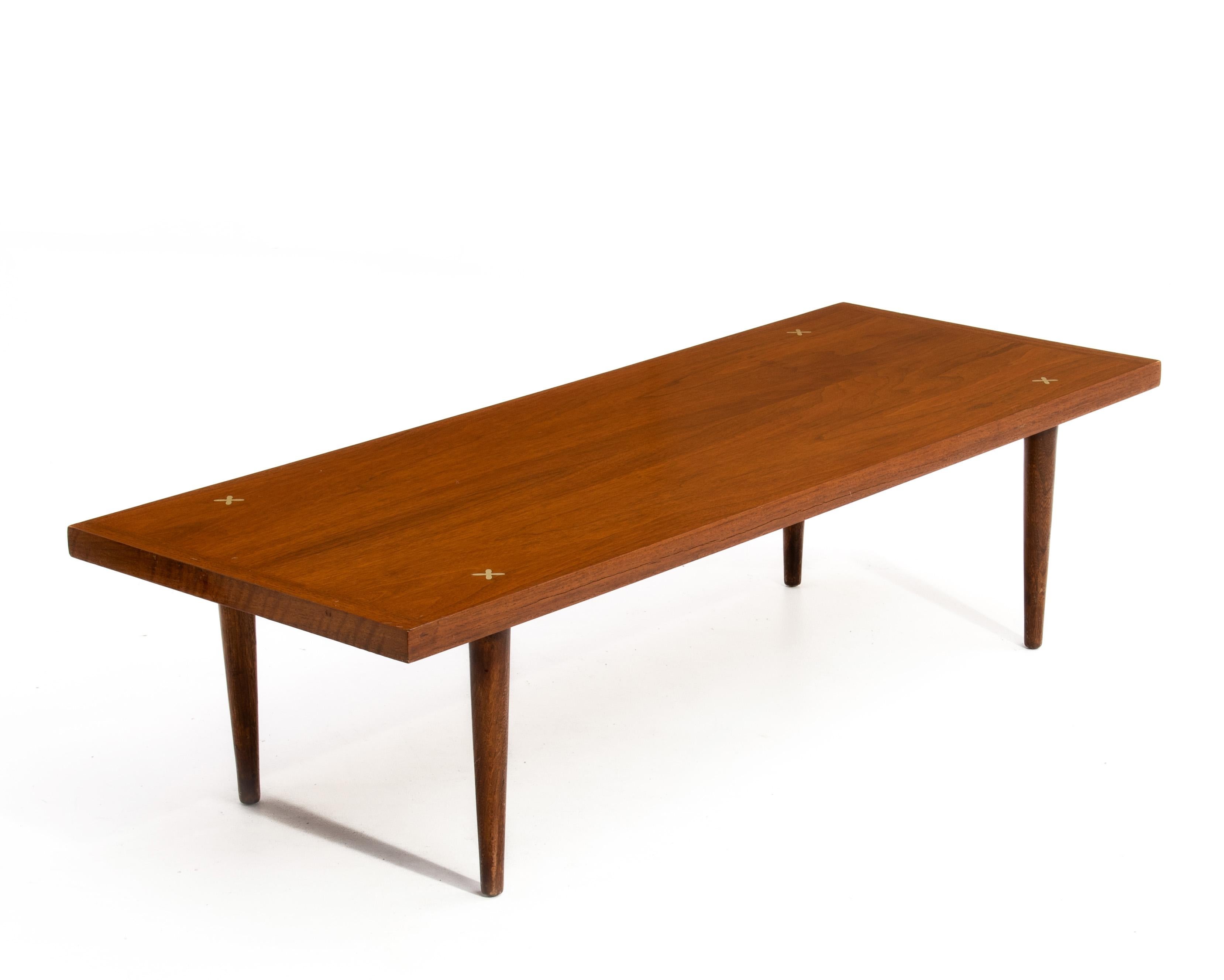 Mid-Century Modern Merton Gershun American of Martinsville X Inlaid Walnut Coffee Table