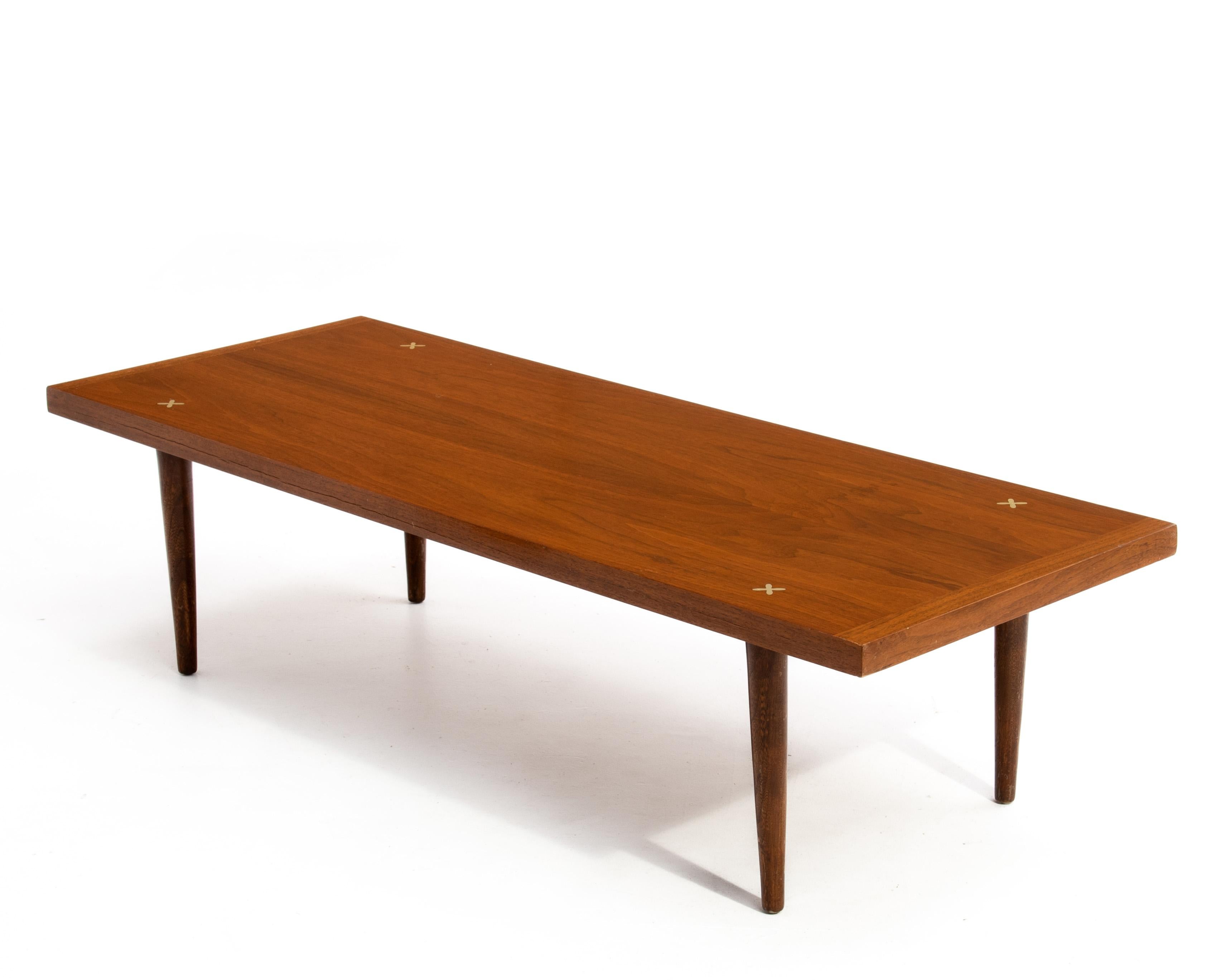 20th Century Merton Gershun American of Martinsville X Inlaid Walnut Coffee Table