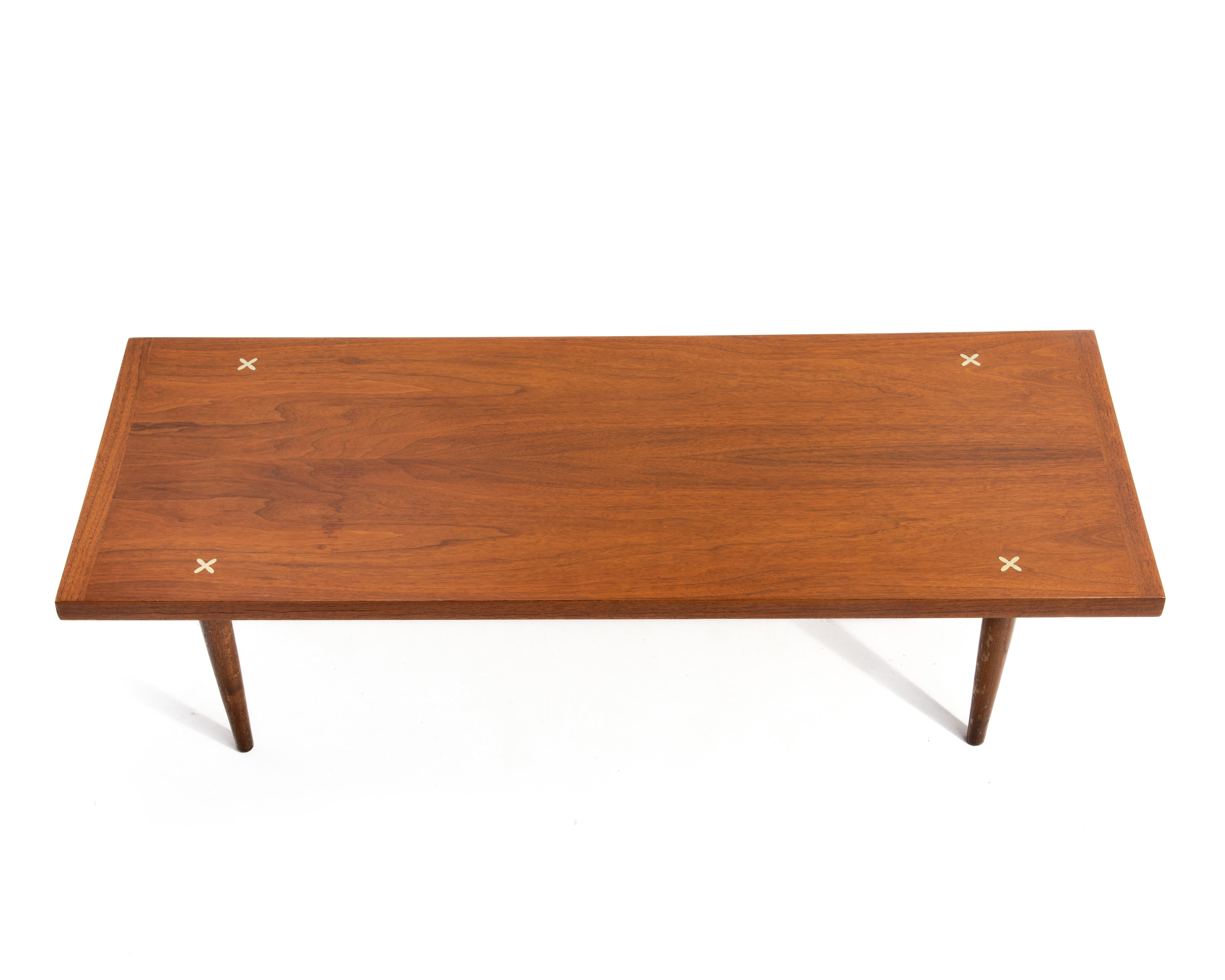 Merton Gershun American of Martinsville X Inlaid Walnut Coffee Table 3