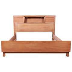 Merton Gershun Bleached Mahogany and Cane Full Size Bed, 1960s