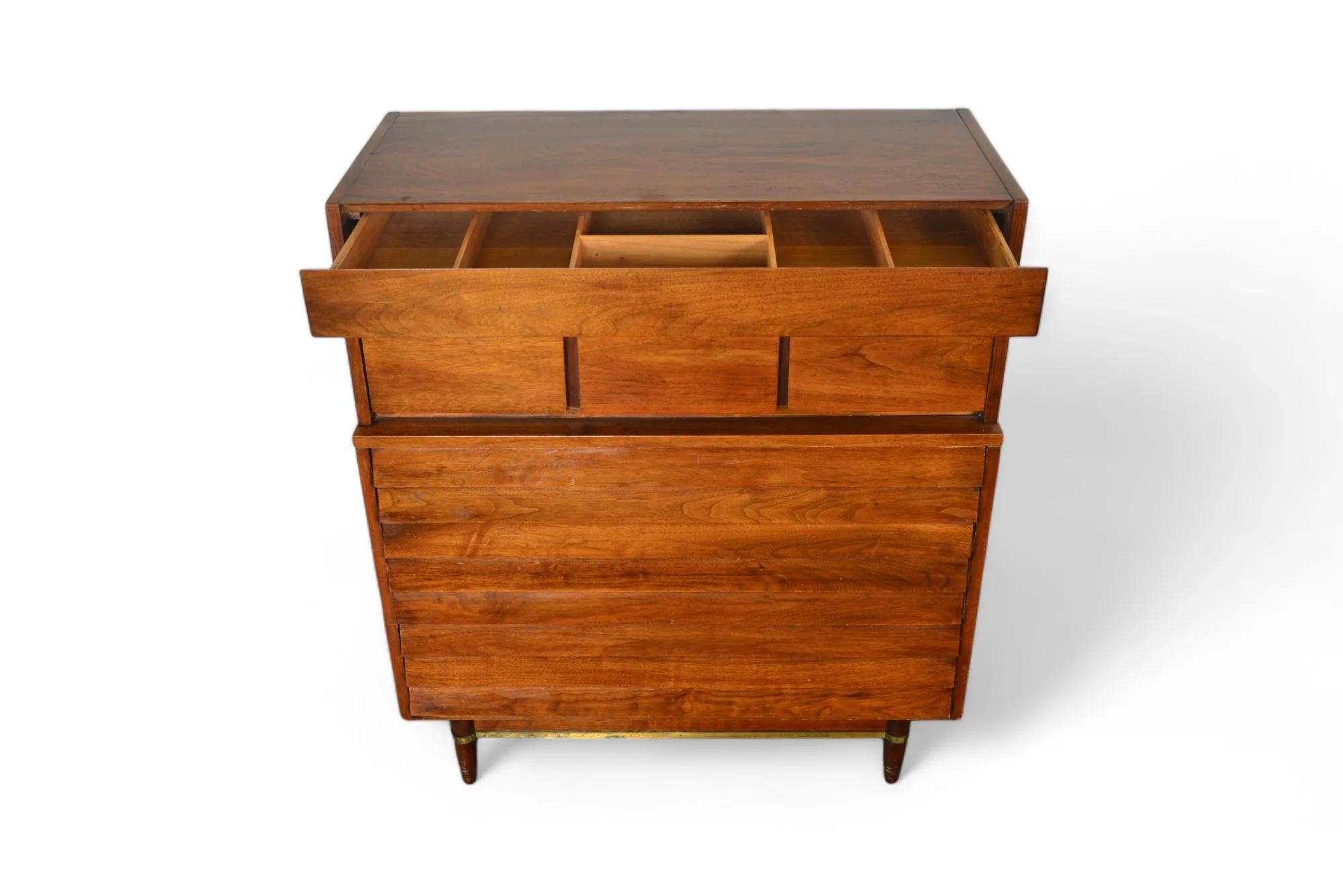 Mid-Century Modern Merton Gershun Dania Range Highboy Dresser In Walnut For Sale