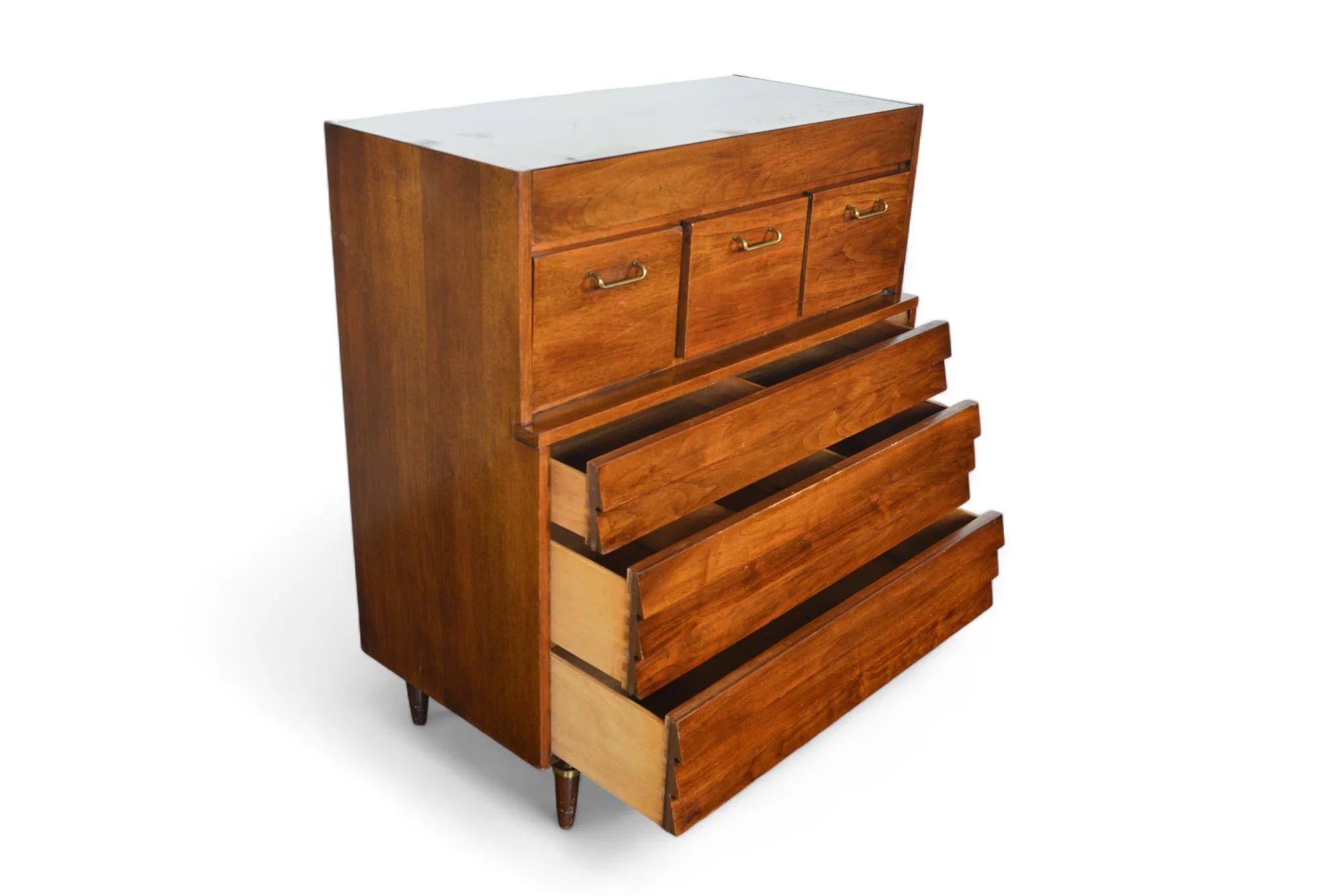20th Century Merton Gershun Dania Range Highboy Dresser In Walnut For Sale