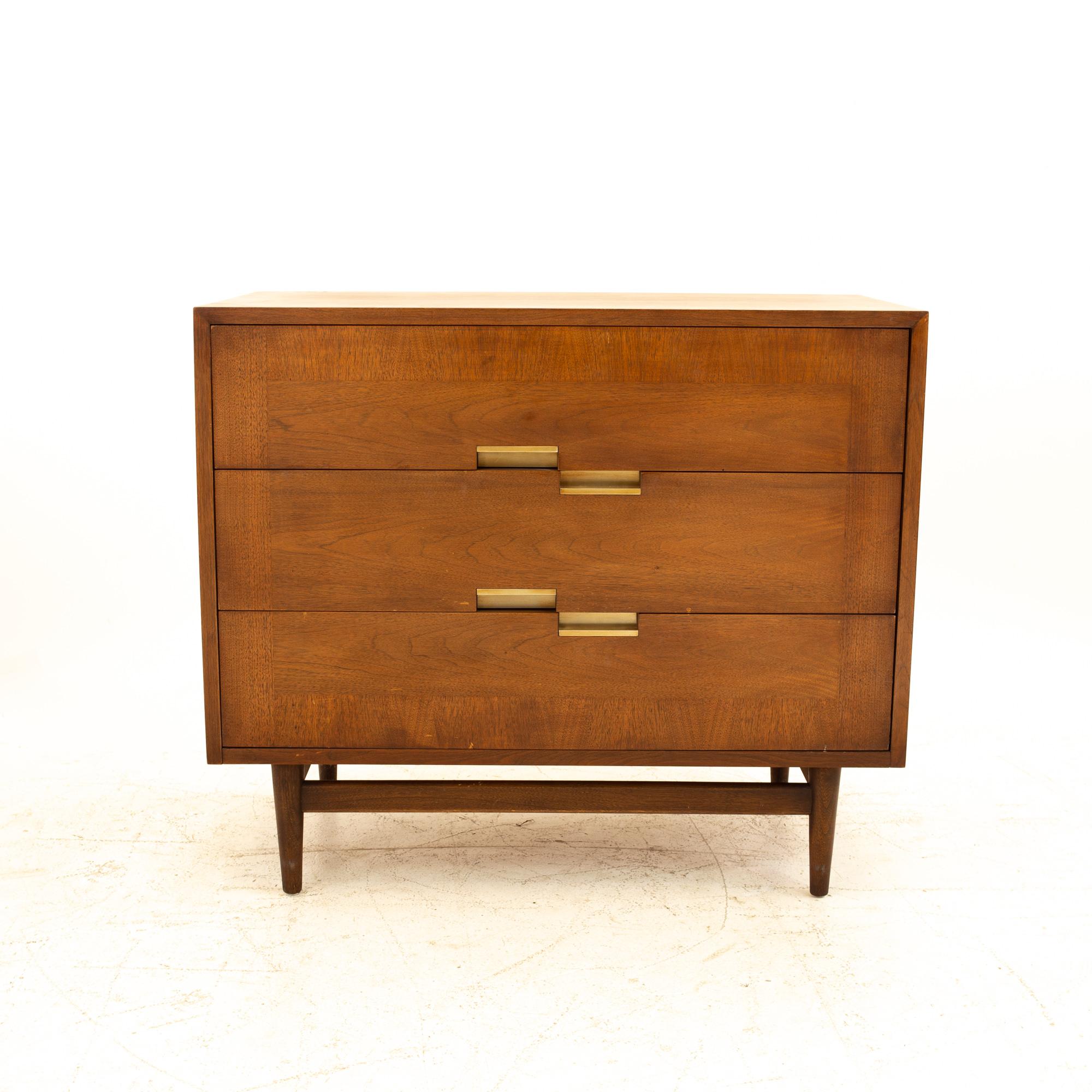 Merton Gershun for America of Martinsville midcentury 3 drawer dresser chest
Dresser measures: 36 wide x 18.5 deep x 31 high 

All pieces of furniture can be had in what we call restored vintage condition. This means the piece is restored upon