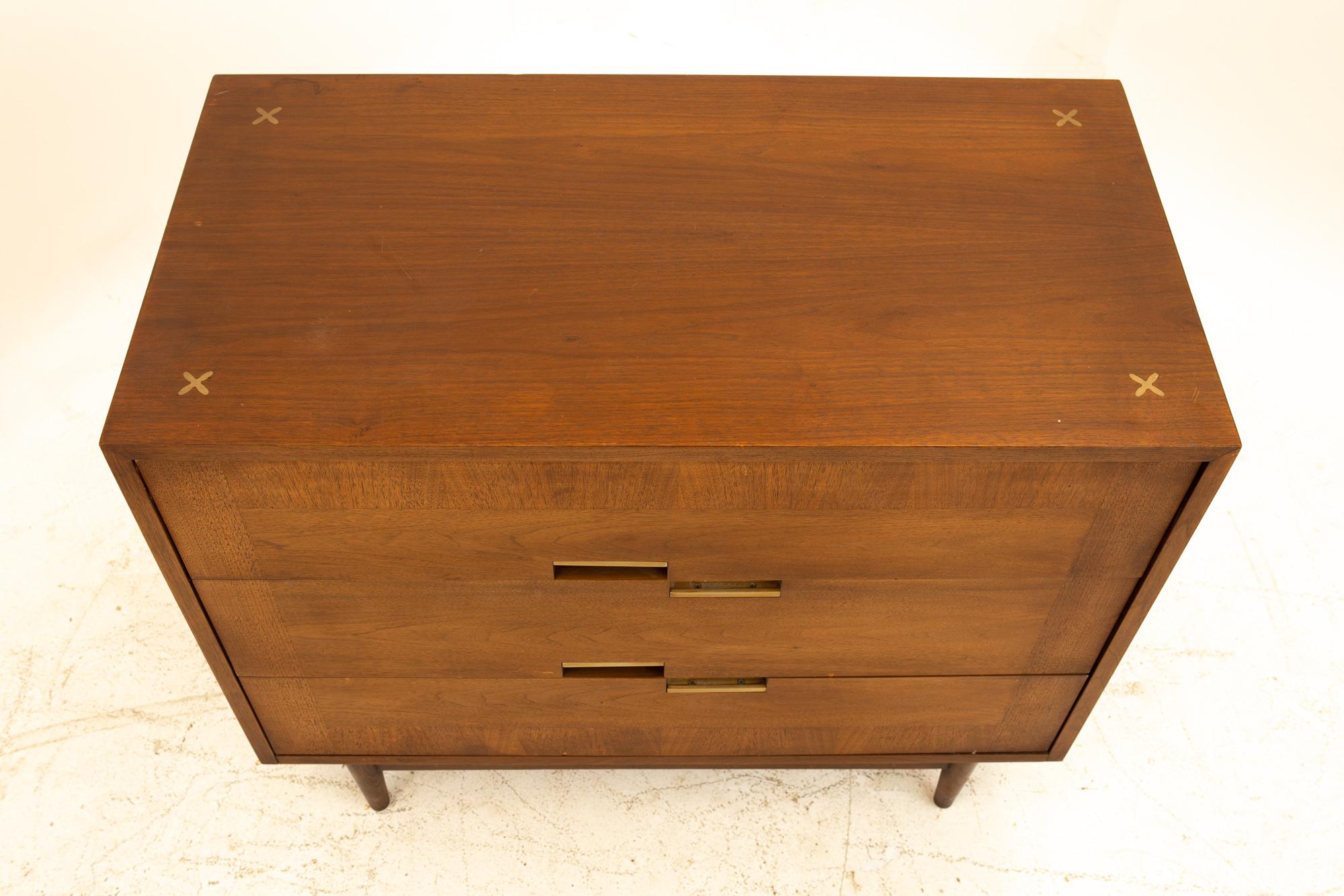 Wood Merton Gershun for America of Martinsville Midcentury 3 Drawer Dresser Chest