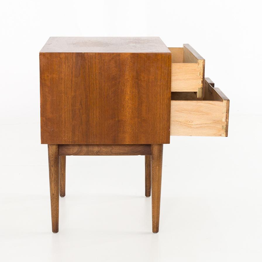 Mid-Century Modern Merton Gershun for American Martinsville MCM Walnut & Brass X-Inlaid Nightstand