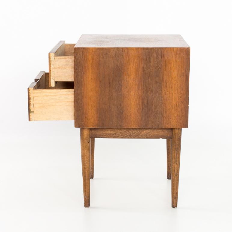 Late 20th Century Merton Gershun for American Martinsville MCM Walnut & Brass X-Inlaid Nightstand