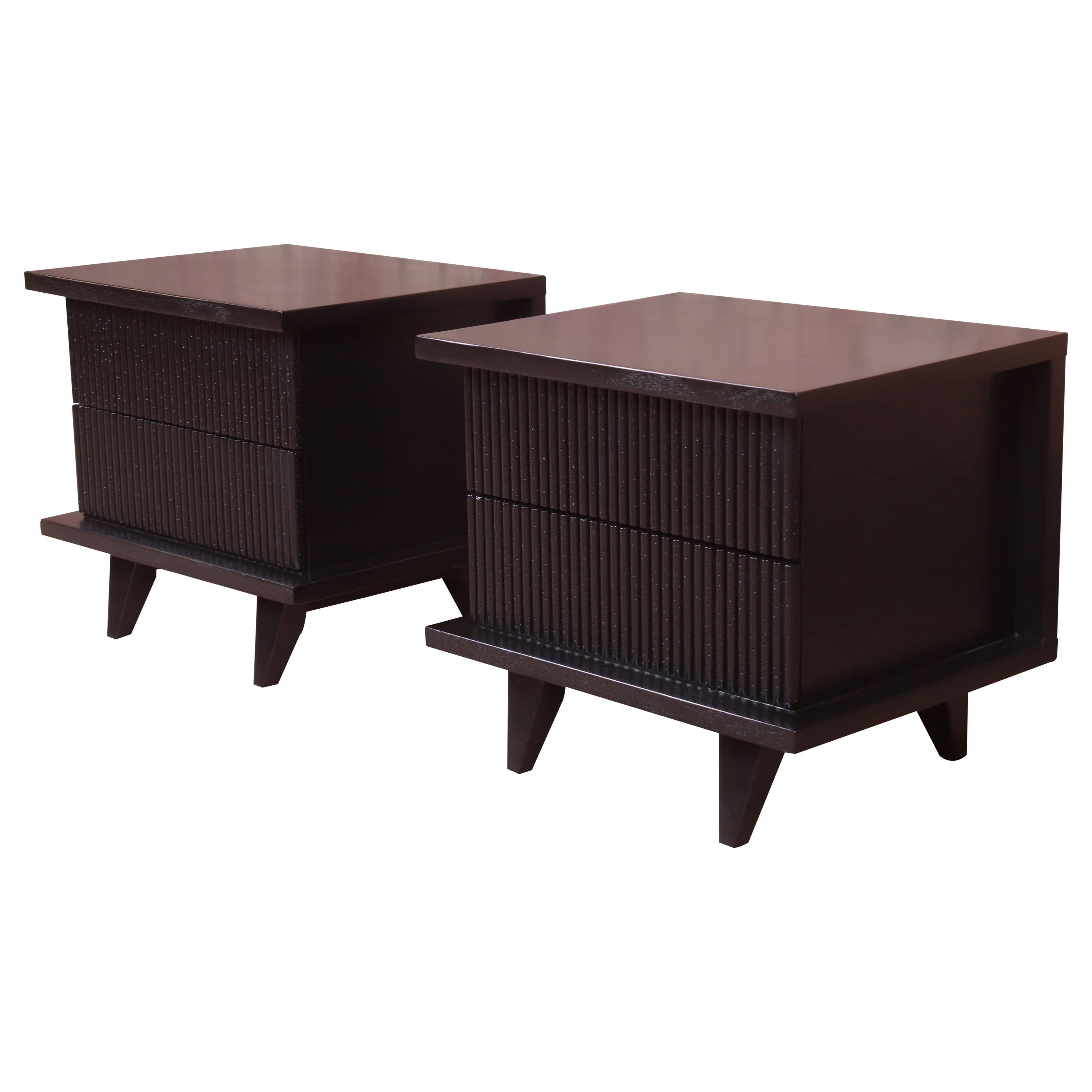 Merton Gershun for American of Martinsville Lacquered Nightstands, Refinished