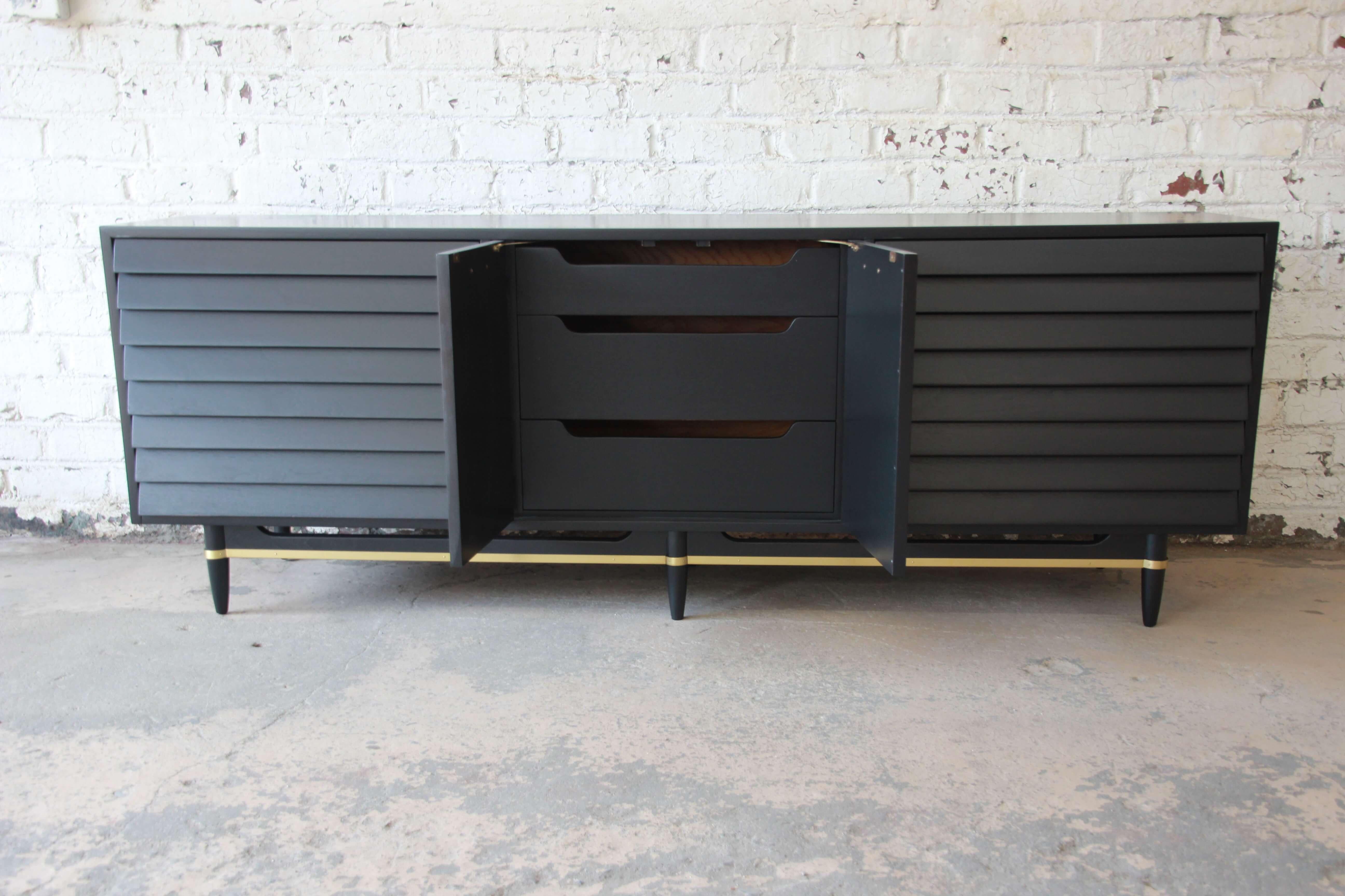 Mid-20th Century Merton Gershun for American of Martinsville Louvered Front Ebonized Triple Dress