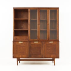 Merton Gershun for American of Martinsville MCM Walnut and Brass Buffet Hutch