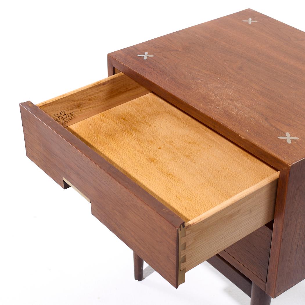 Merton Gershun for American of Martinsville MCM Walnut and Brass Nightstands - 2 6