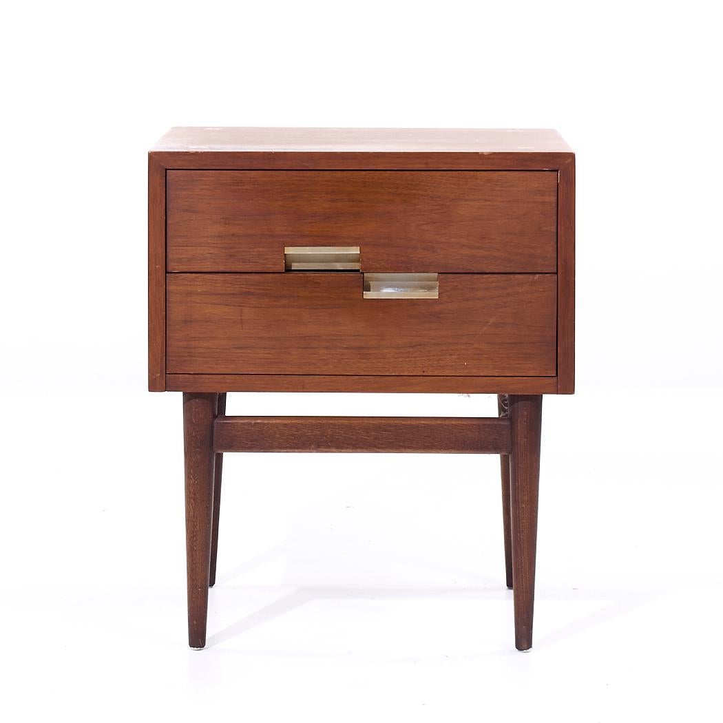 Late 20th Century Merton Gershun for American of Martinsville MCM Walnut and Brass Nightstands - 2