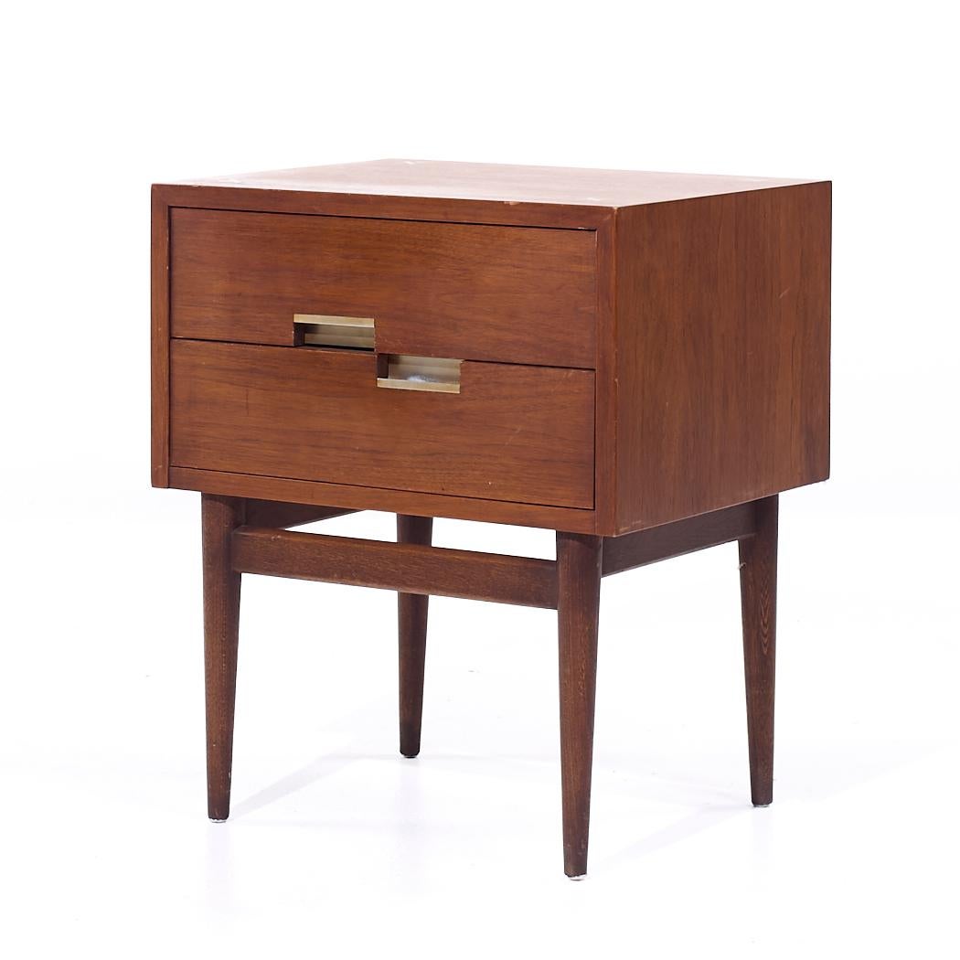 Merton Gershun for American of Martinsville MCM Walnut and Brass Nightstands - 2 1