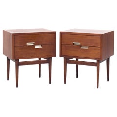 Merton Gershun for American of Martinsville MCM Walnut and Brass Nightstands - 2