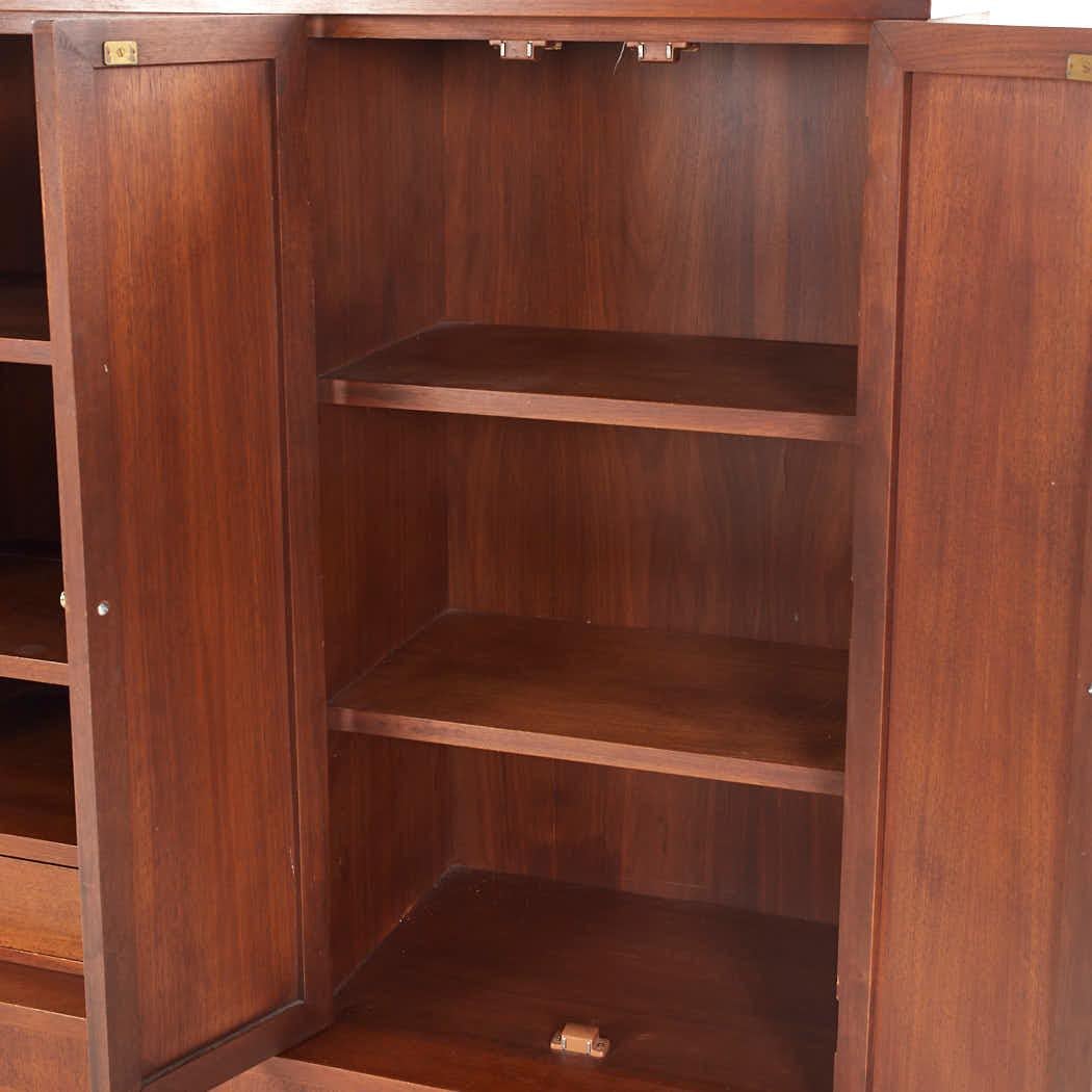 Merton Gershun for American of Martinsville MCM Walnut and Cane Bookcase Hutch For Sale 3
