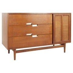 Merton Gershun for American of Martinsville MCM Walnut and Cane Door Credenza