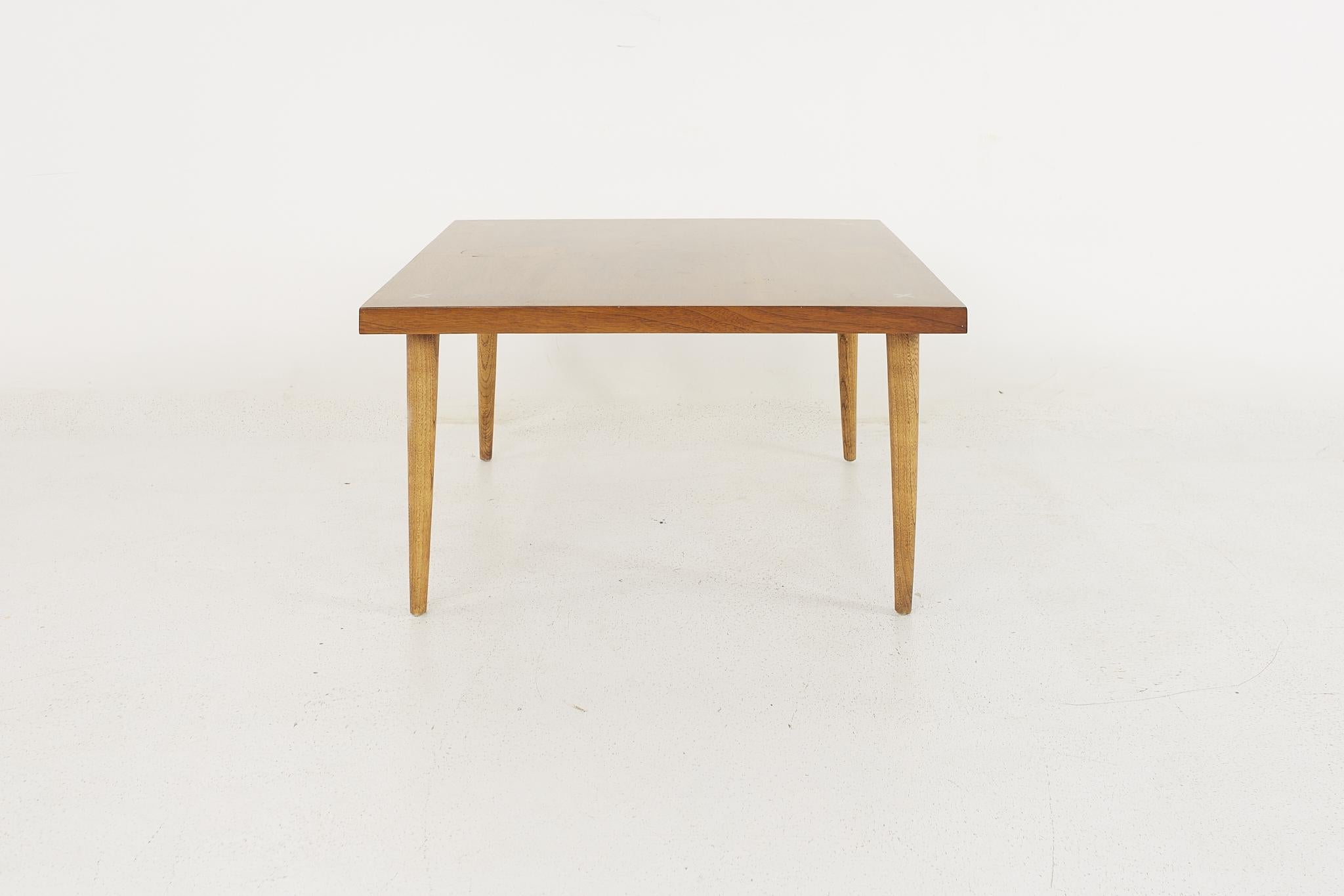 Merton Gershun for American of Martinsville mid century walnut square coffee table

The table measures: 31 wide x 31 deep x 16 inches high

All pieces of furniture can be had in what we call restored vintage condition. That means the piece is