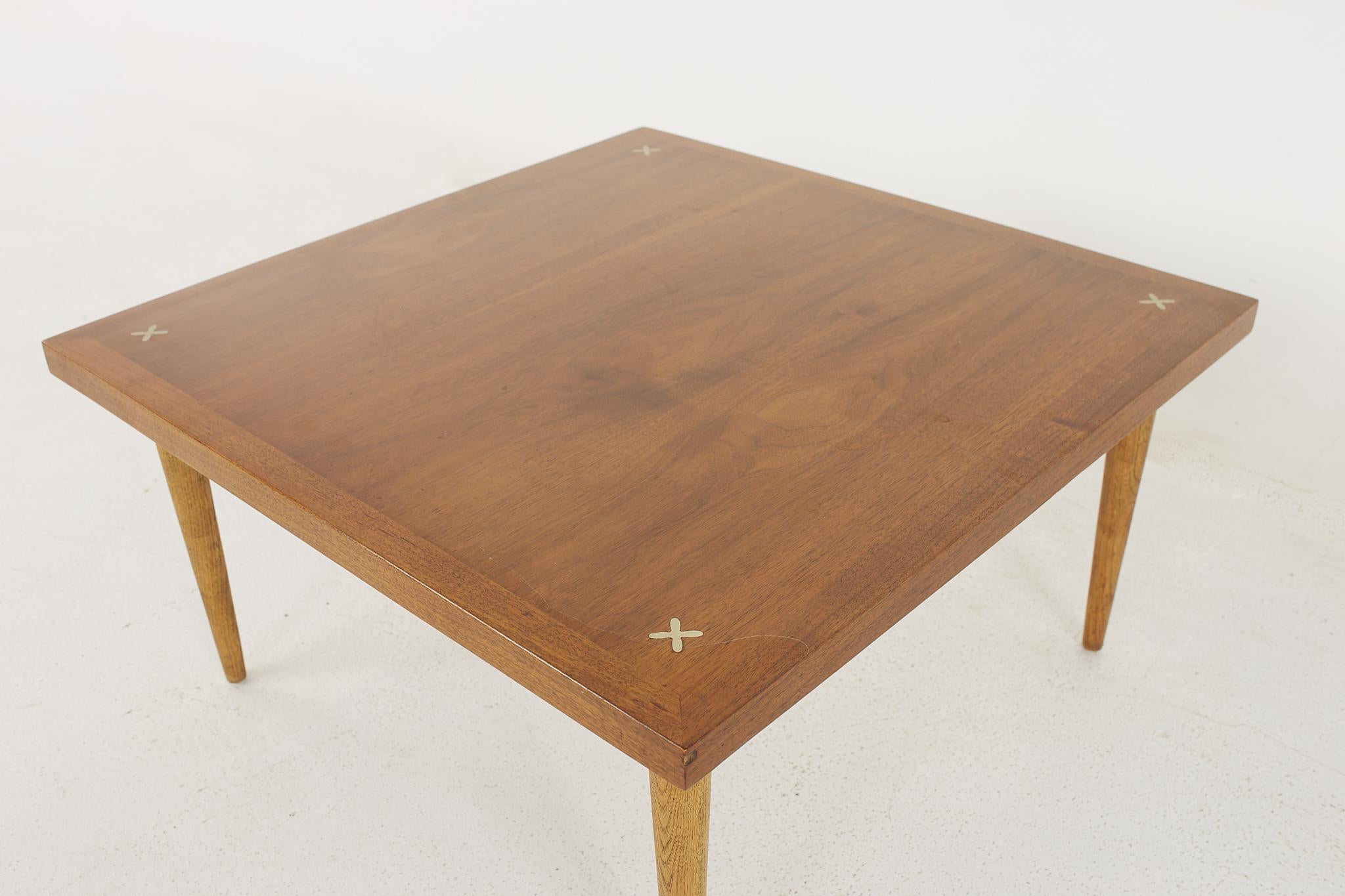 Late 20th Century Merton Gershun for American of Martinsville MCM Walnut Square Coffee Table For Sale