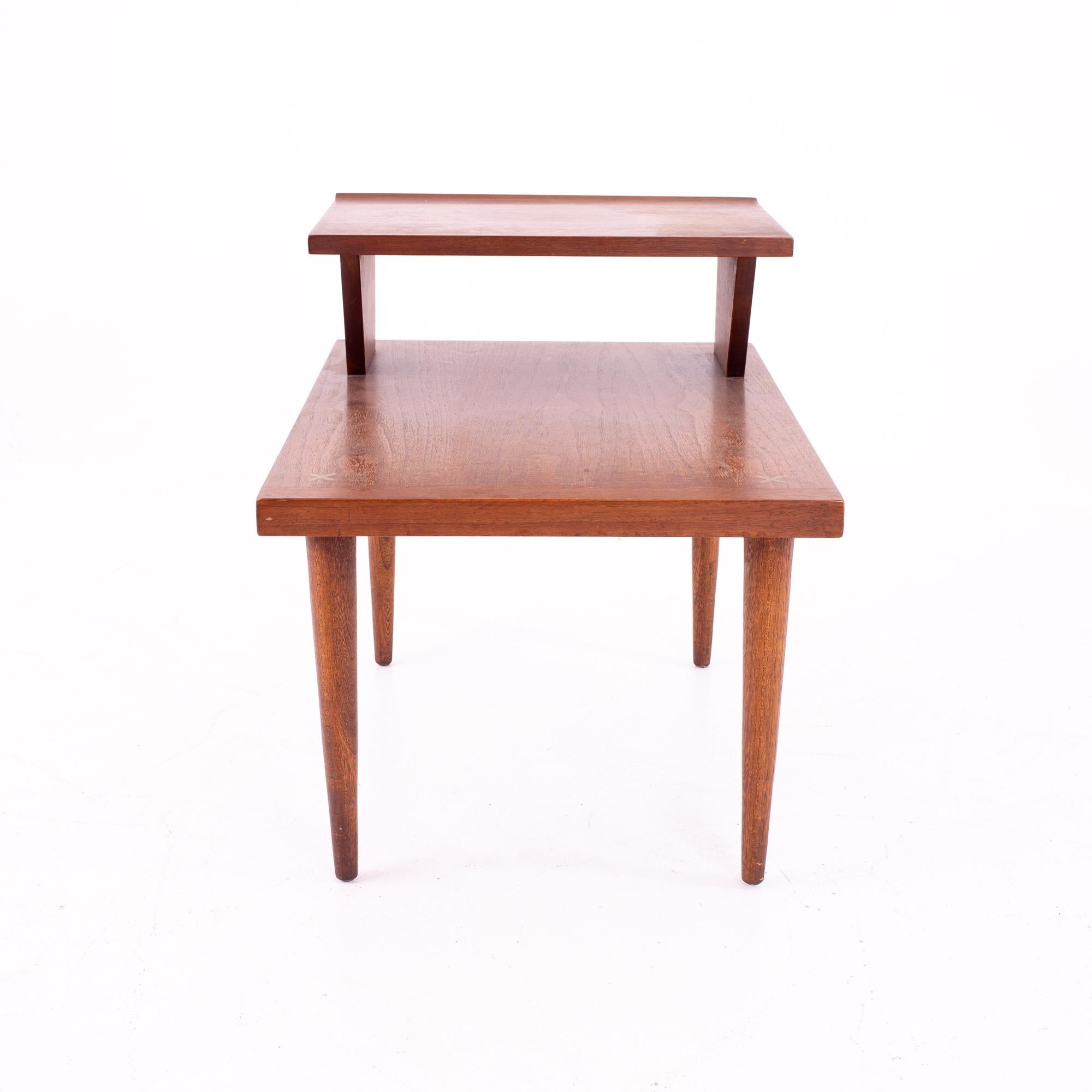 Merton Gershun for American of Martinsville midcentury 2-tier side end table.
End table measures: 20 wide x 28 deep x 22.5 high

All pieces of furniture can be had in what we call restored vintage condition. This means the piece is restored upon