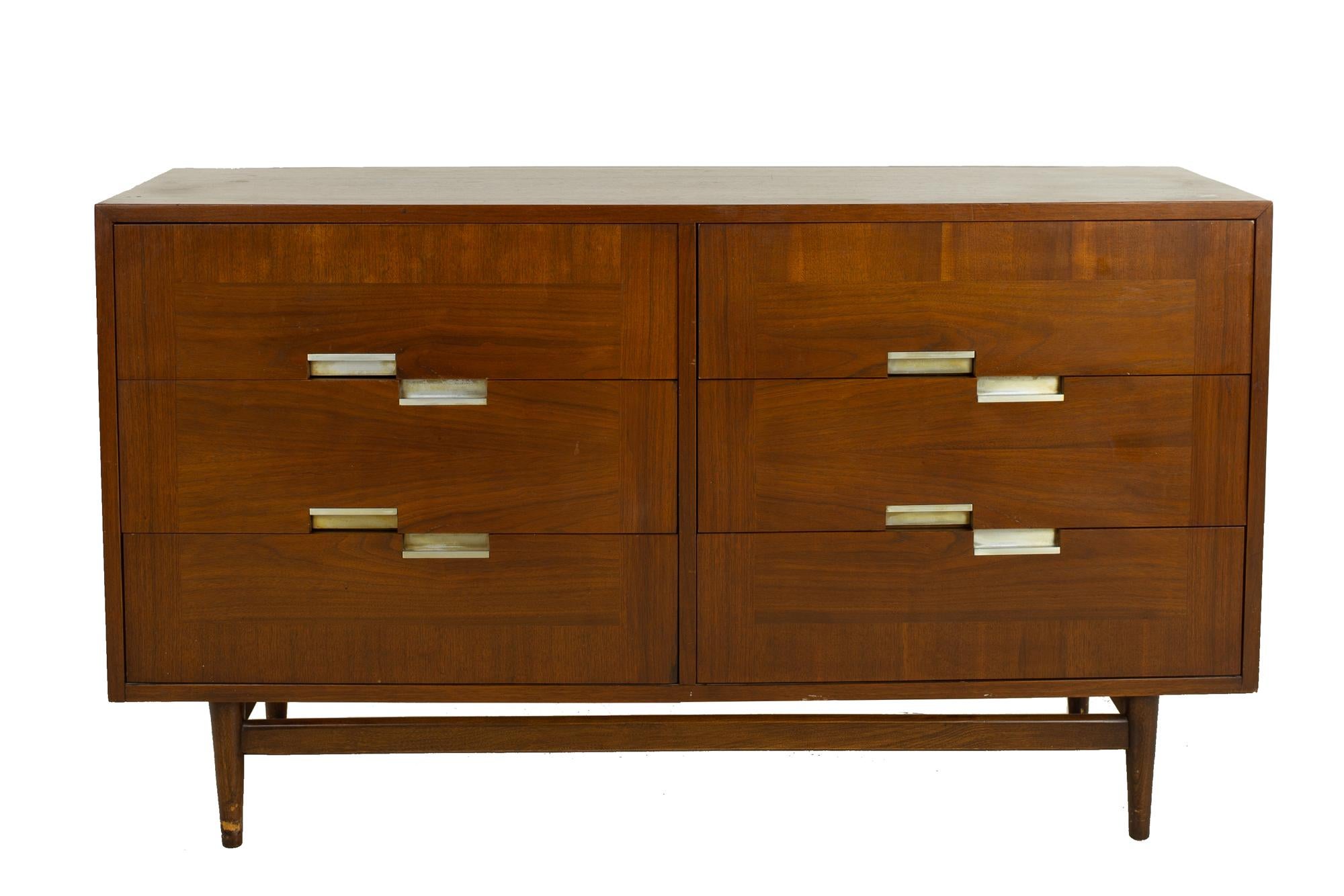 Merton Gershun for American of Martinsville mid century 6 drawer lowboy dresser
Dresser measures: 54 wide x 18.5 deep x 31 inches high

?All pieces of furniture can be had in what we call restored vintage condition. That means the piece is