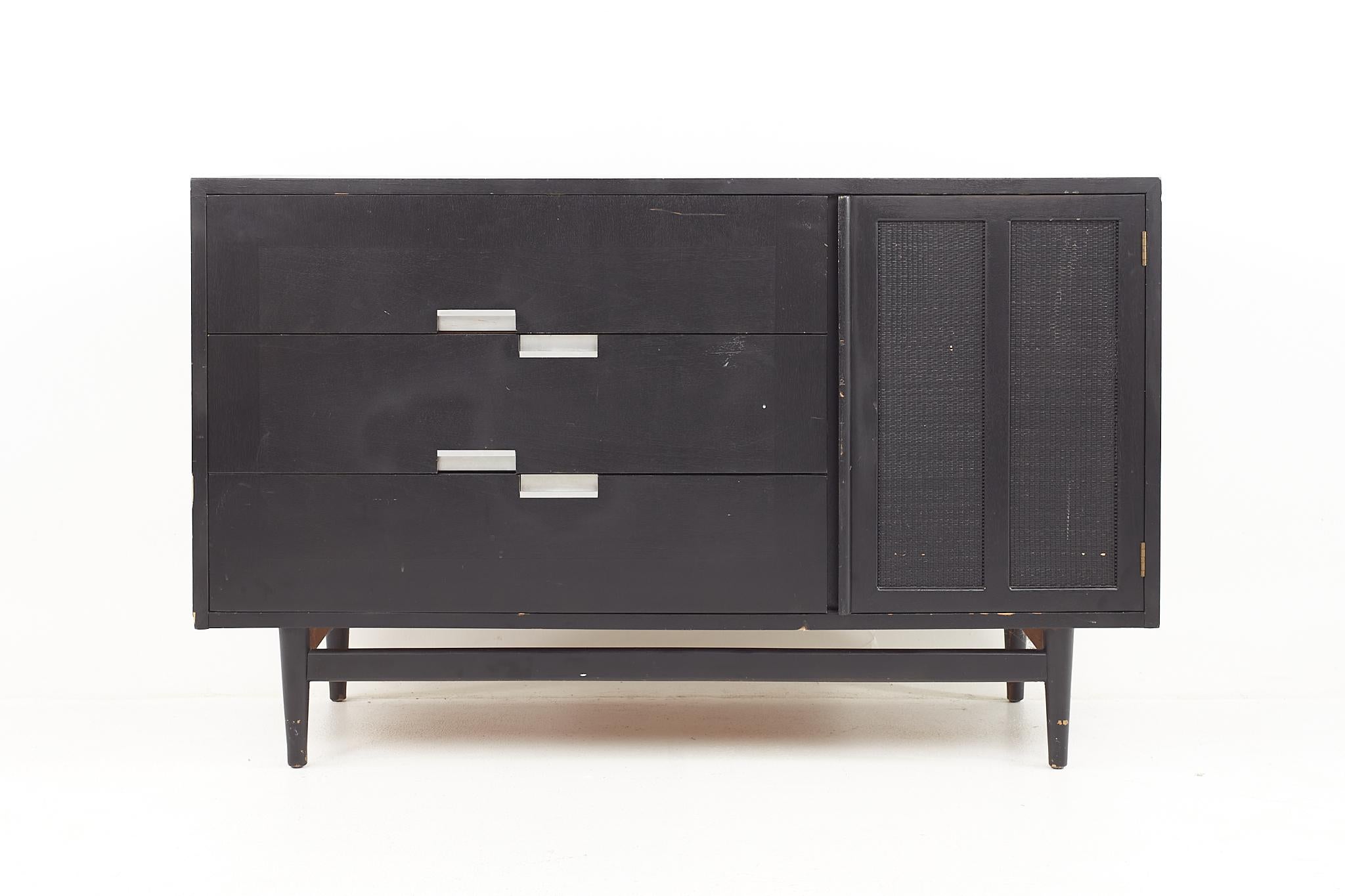 Merton Gershun for American of Martinsville mid century ebonized credenza

The credenza measures: 50 wide x 19 deep x 32 inches high

All pieces of furniture can be had in what we call restored vintage condition. That means the piece is restored